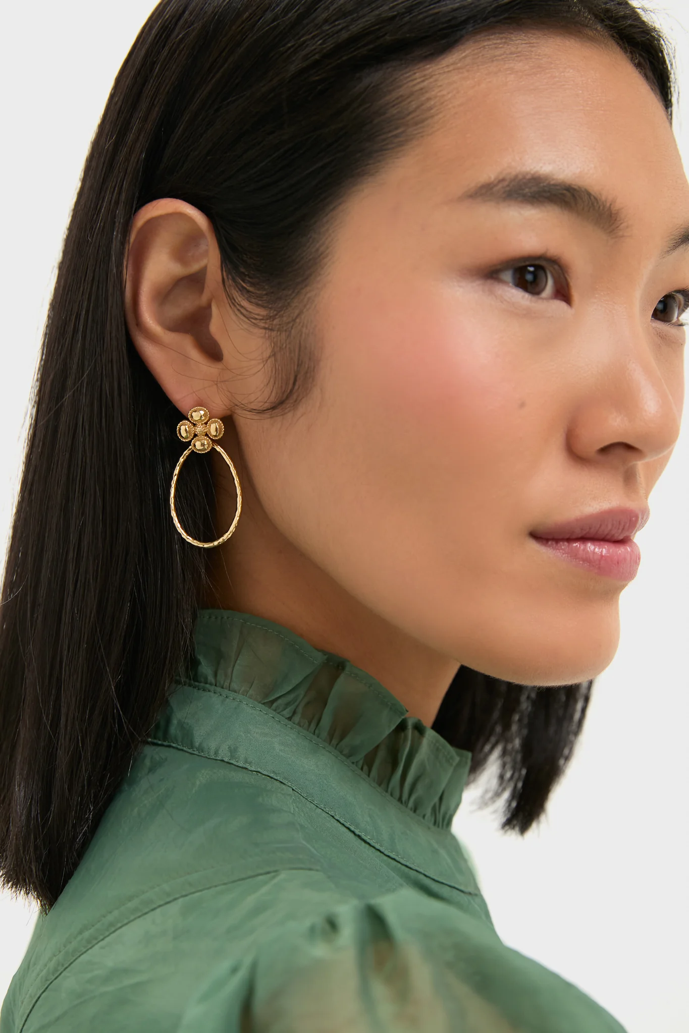 Berry Clover Teardrop Earrings - Gold - Image 2