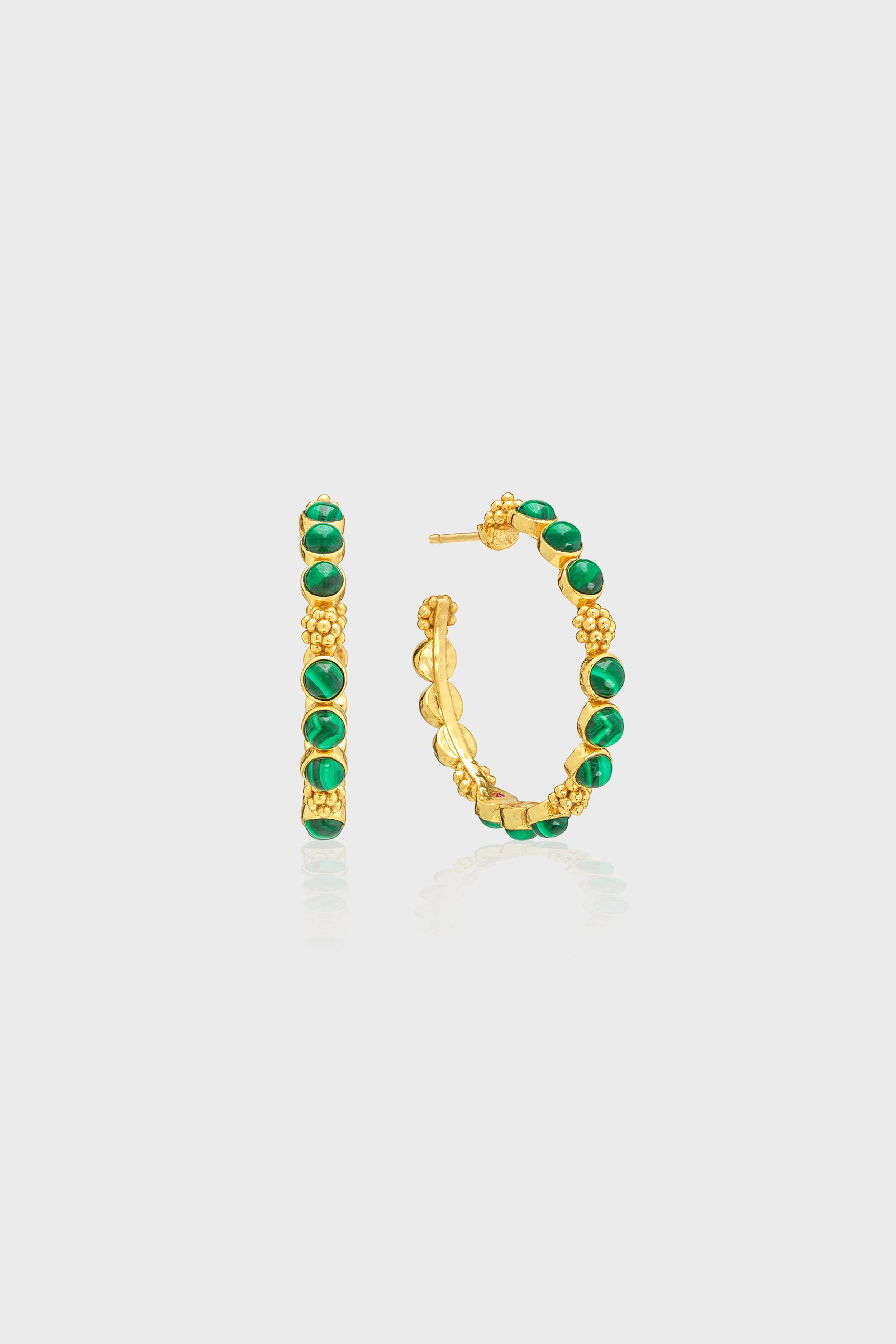 Berry Gem Medium Hoop Earrings - Malachite - Image 4