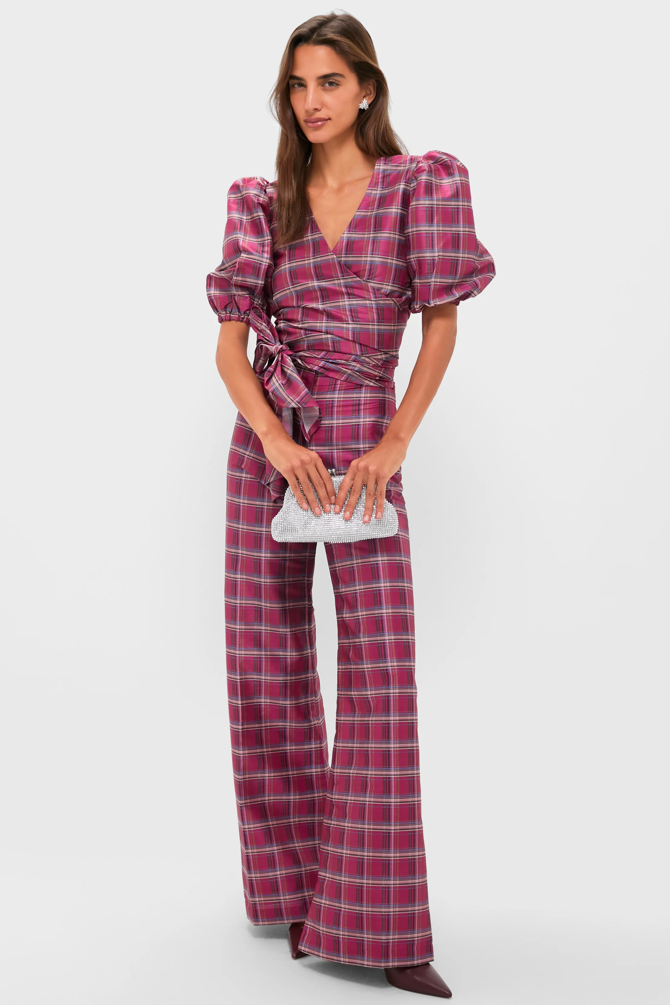 Berry Tartan Scarlett Wrap Top - Image 2