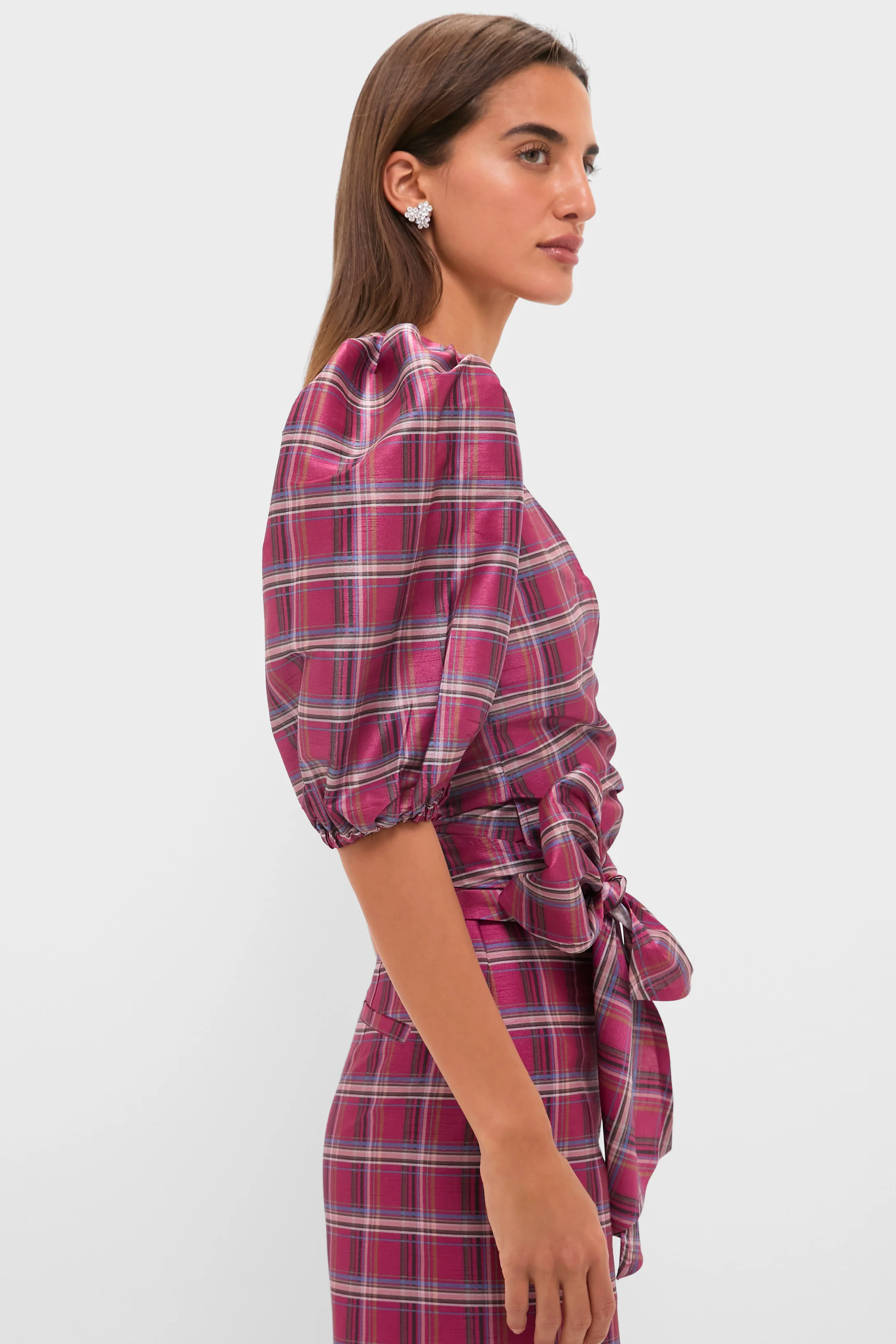 Berry Tartan Scarlett Wrap Top - Image 3