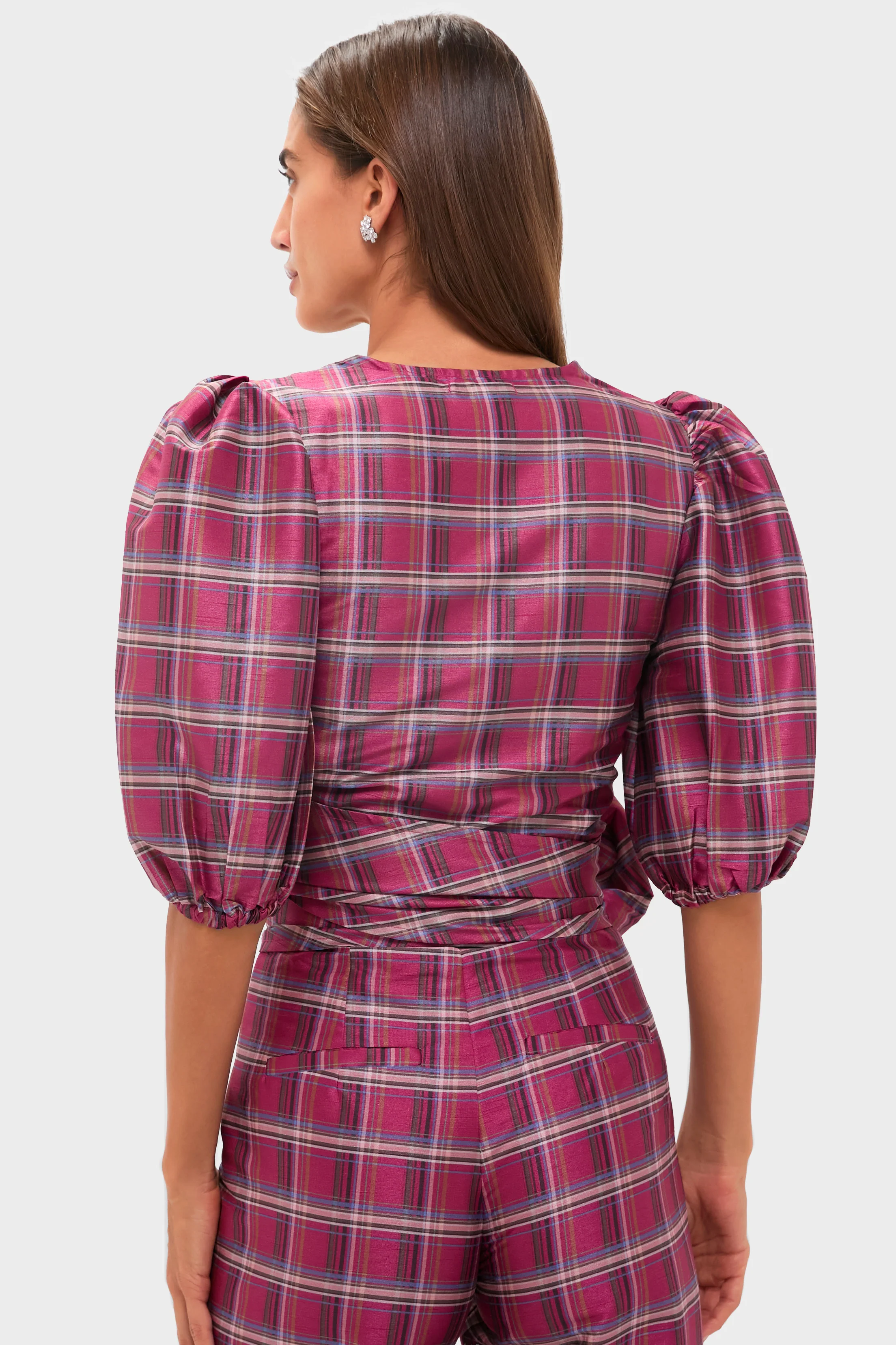 Berry Tartan Scarlett Wrap Top - Image 4