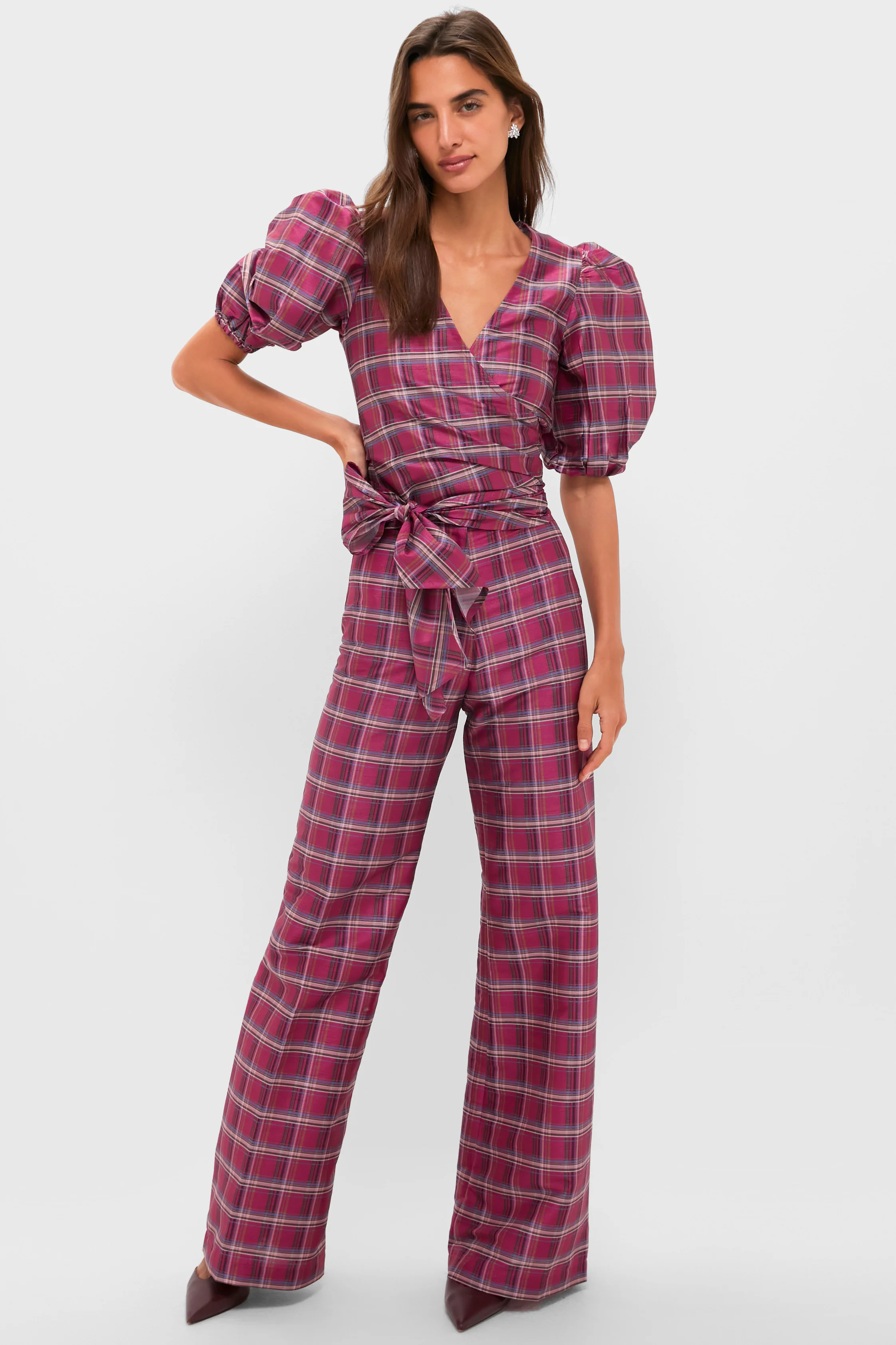 Berry Tartan Scarlett Wrap Top - Image 6