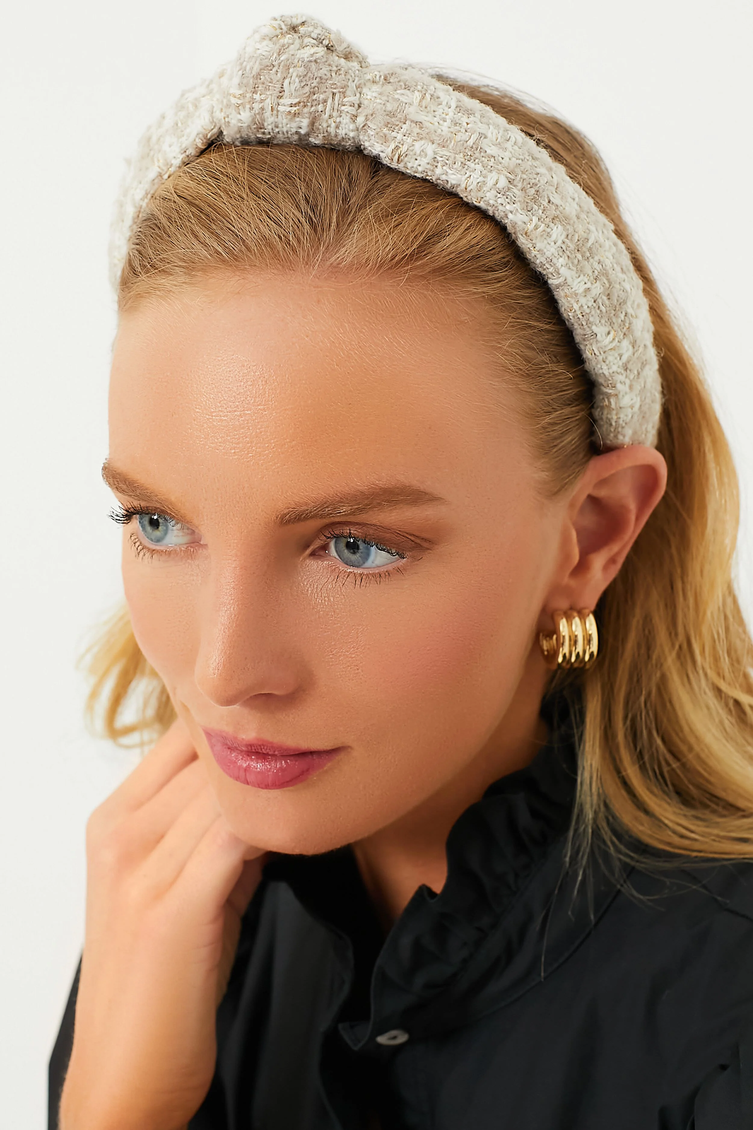 Bisque Tweed Slim Knotted Headband - Image 2