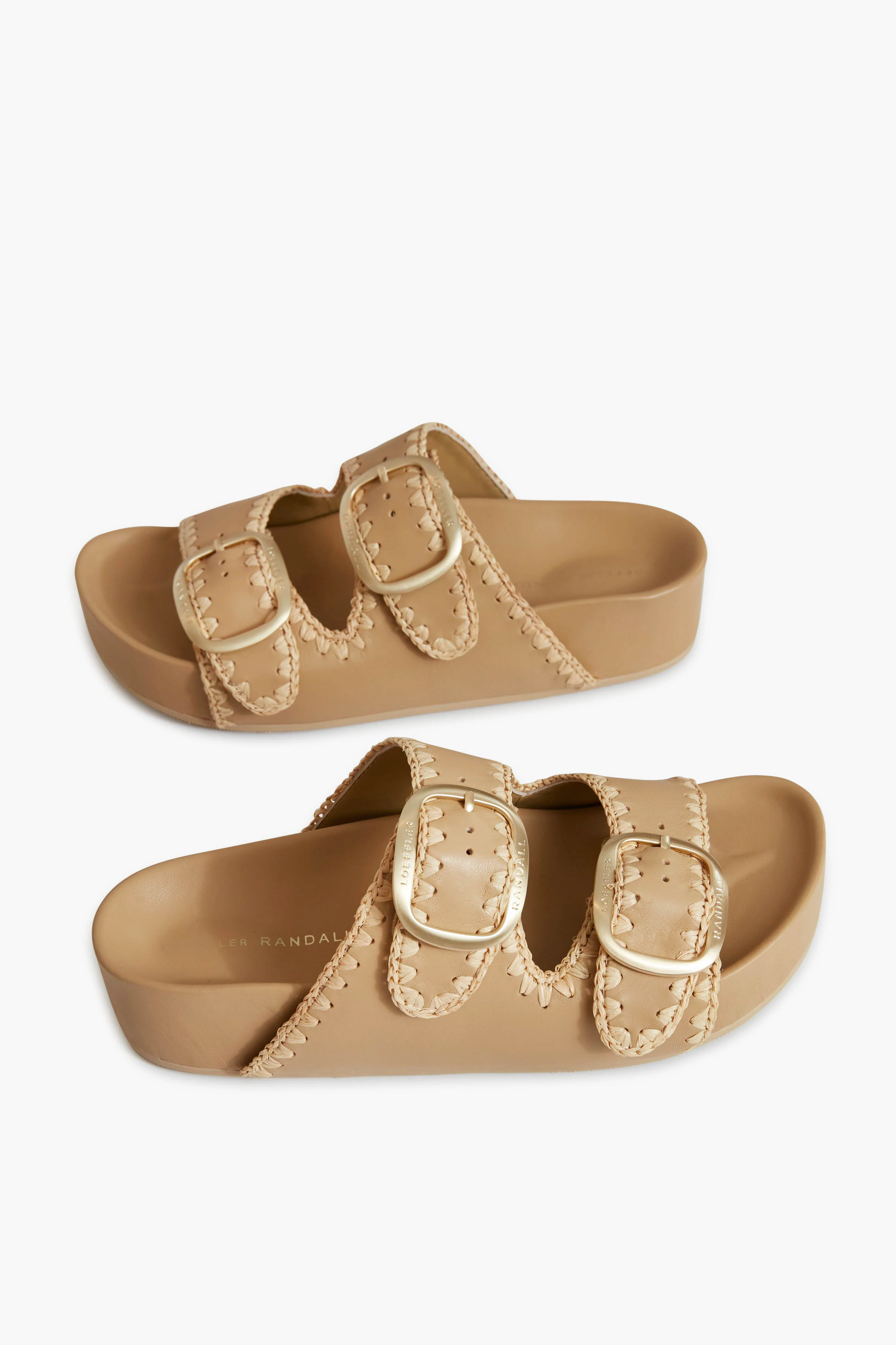 Bisque Vachetta and Cream Straw Theo Platform Sandals - Image 5