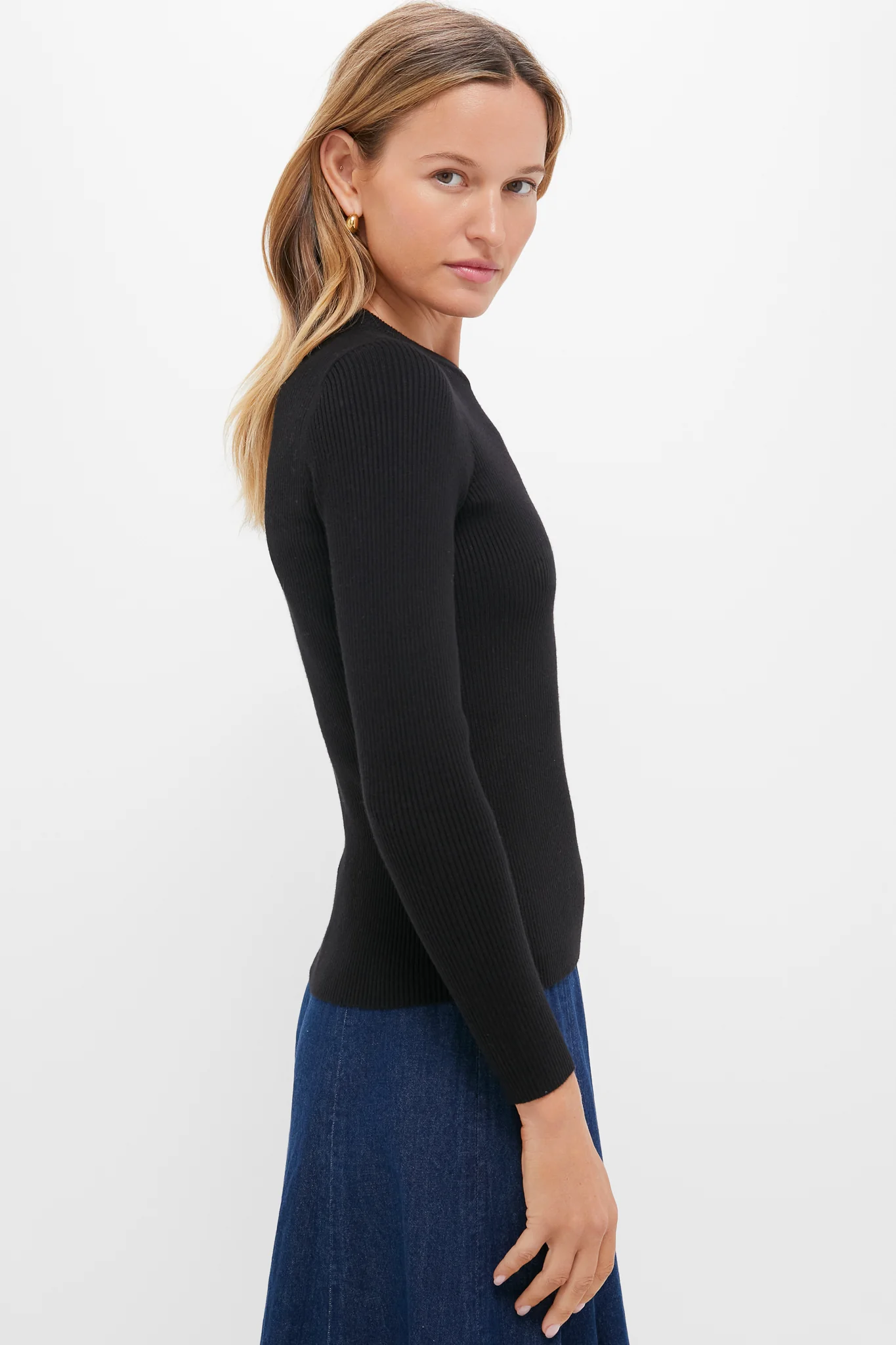 Black Alden Ribbed Crewneck - Image 4
