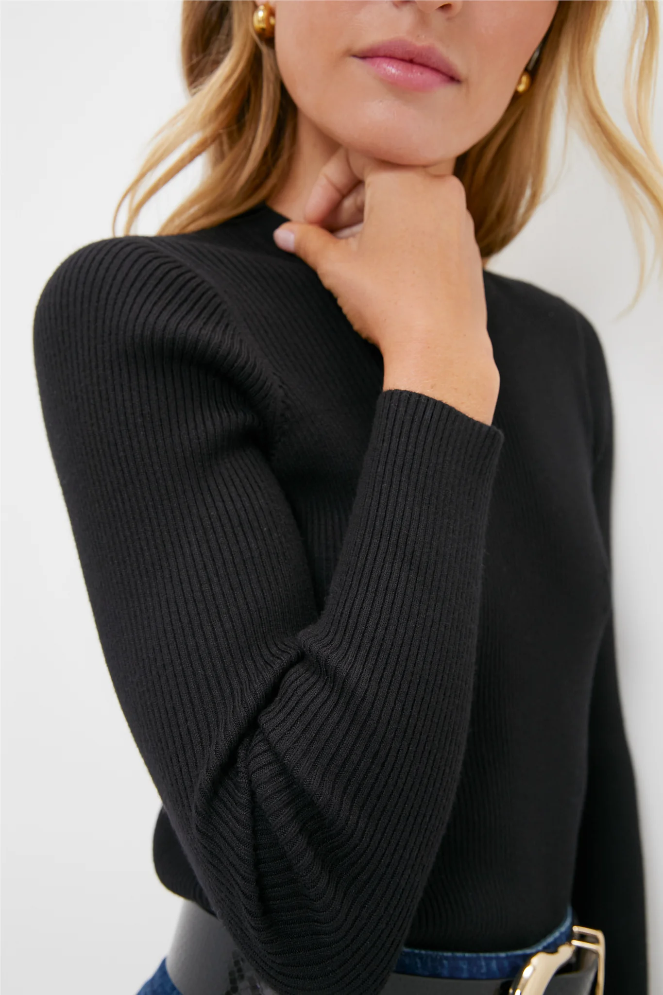Black Alden Ribbed Crewneck - Image 6