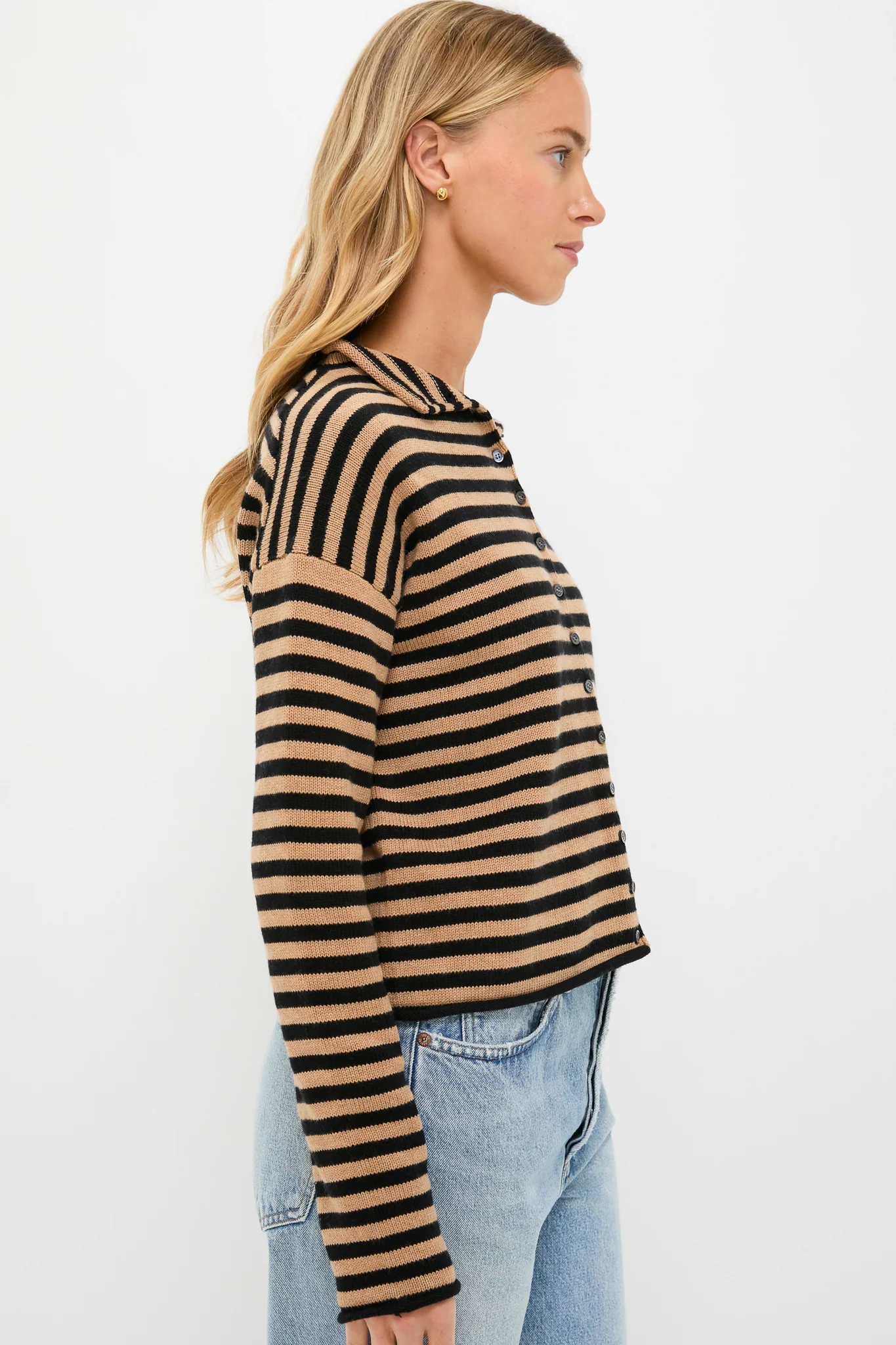 Black and Camel Taylor Striped Cardigan - Image 3