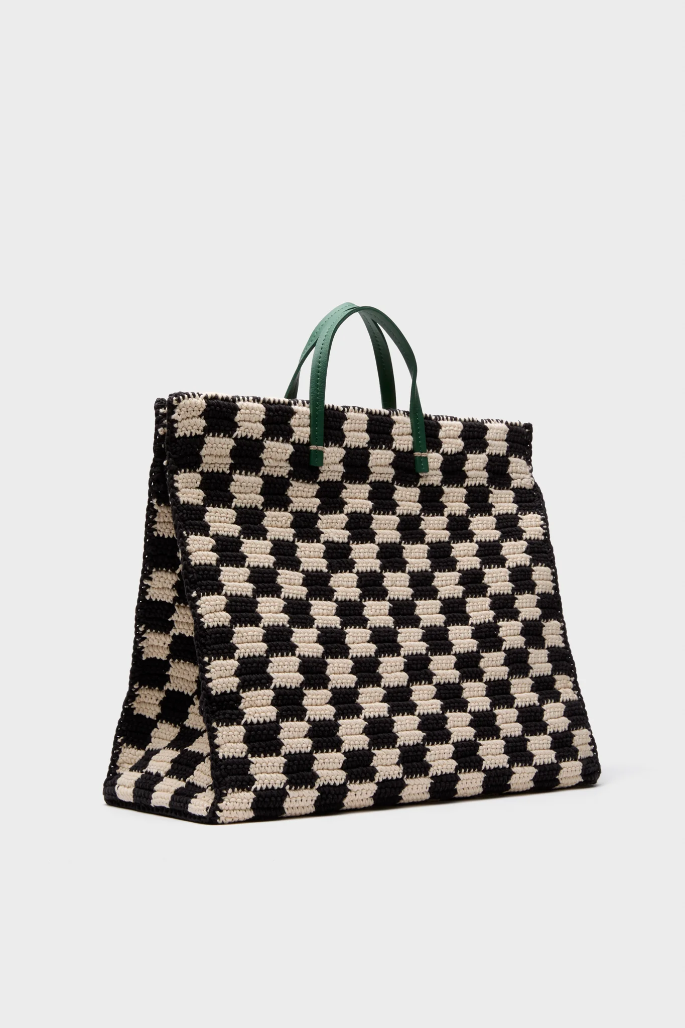 Black and Cream Crochet Checker Summer Simple Tote - Image 4