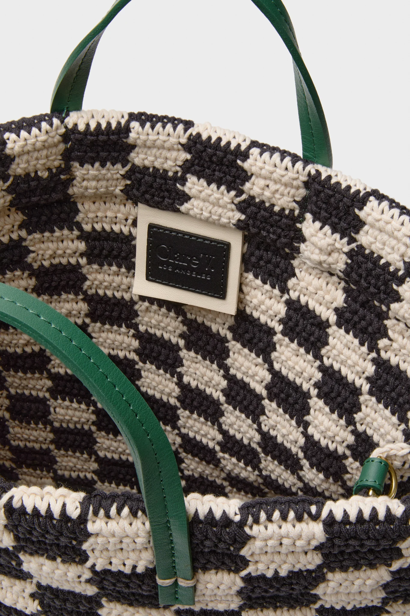 Black and Cream Crochet Checker Summer Simple Tote - Image 5