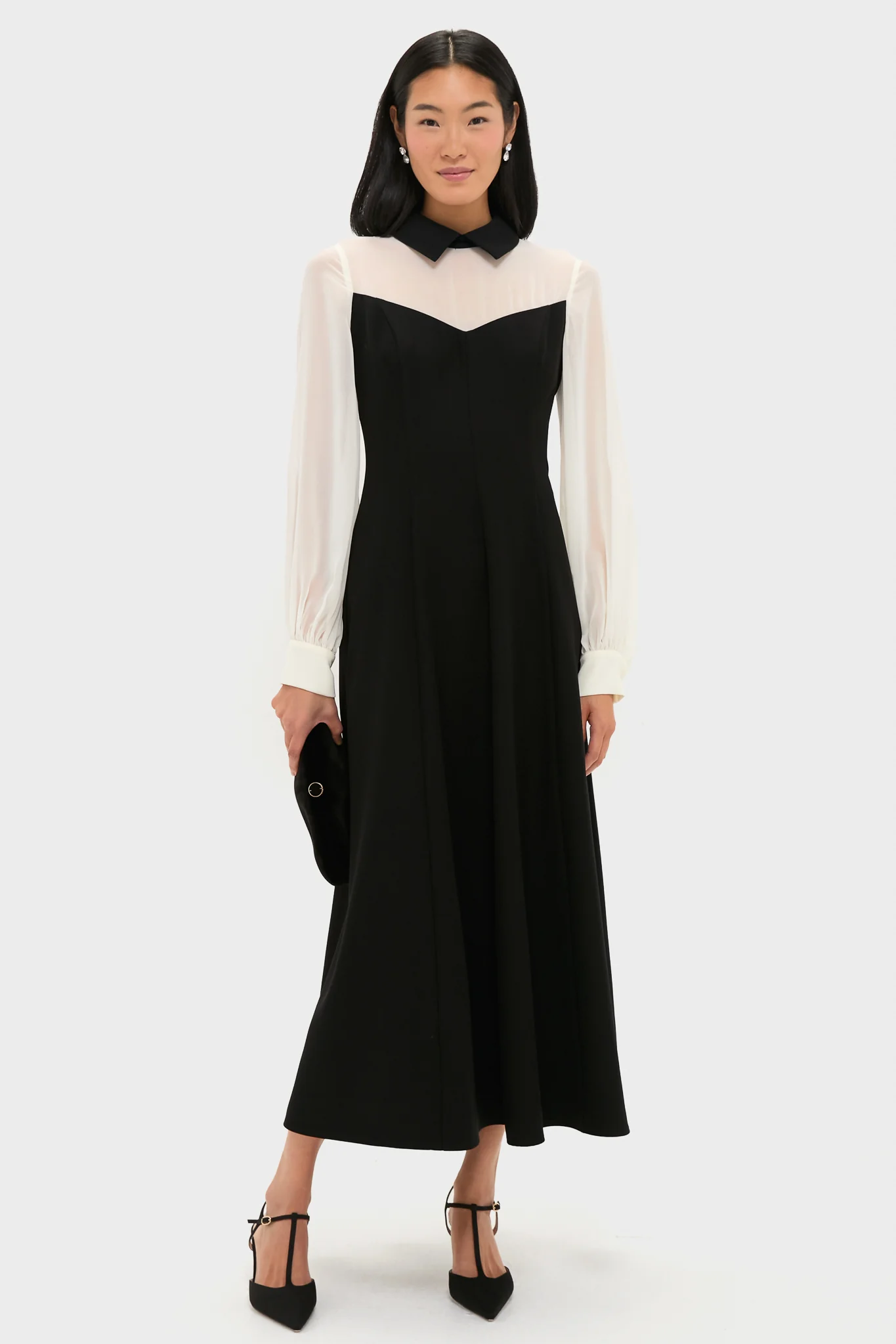 Black and Ivory Riva Tuxedo Dress - Image 2