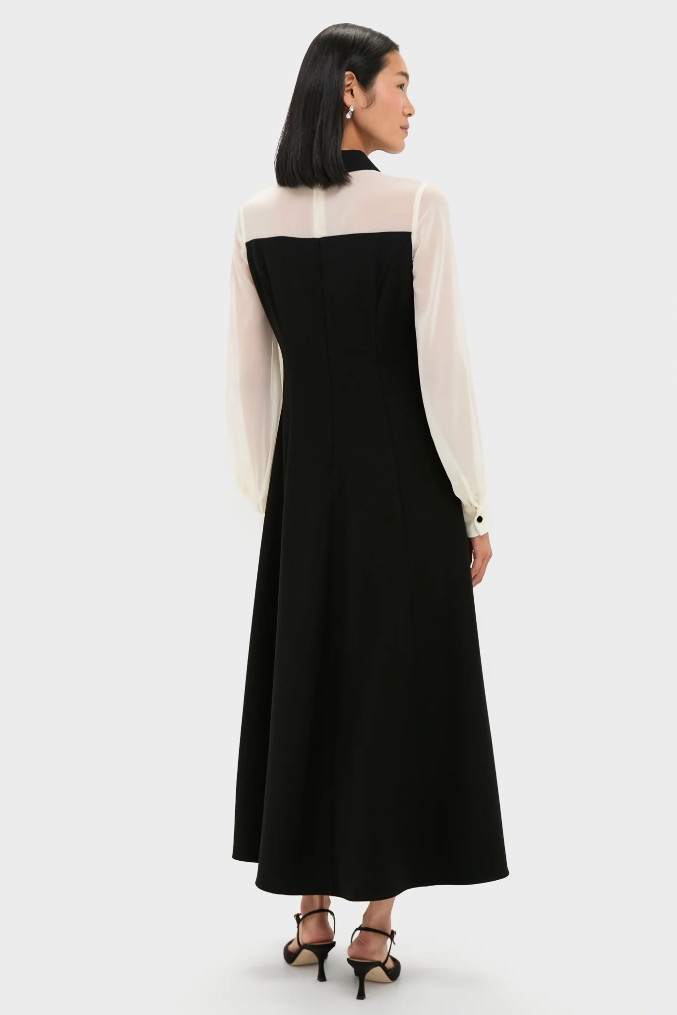 Black and Ivory Riva Tuxedo Dress - Image 4