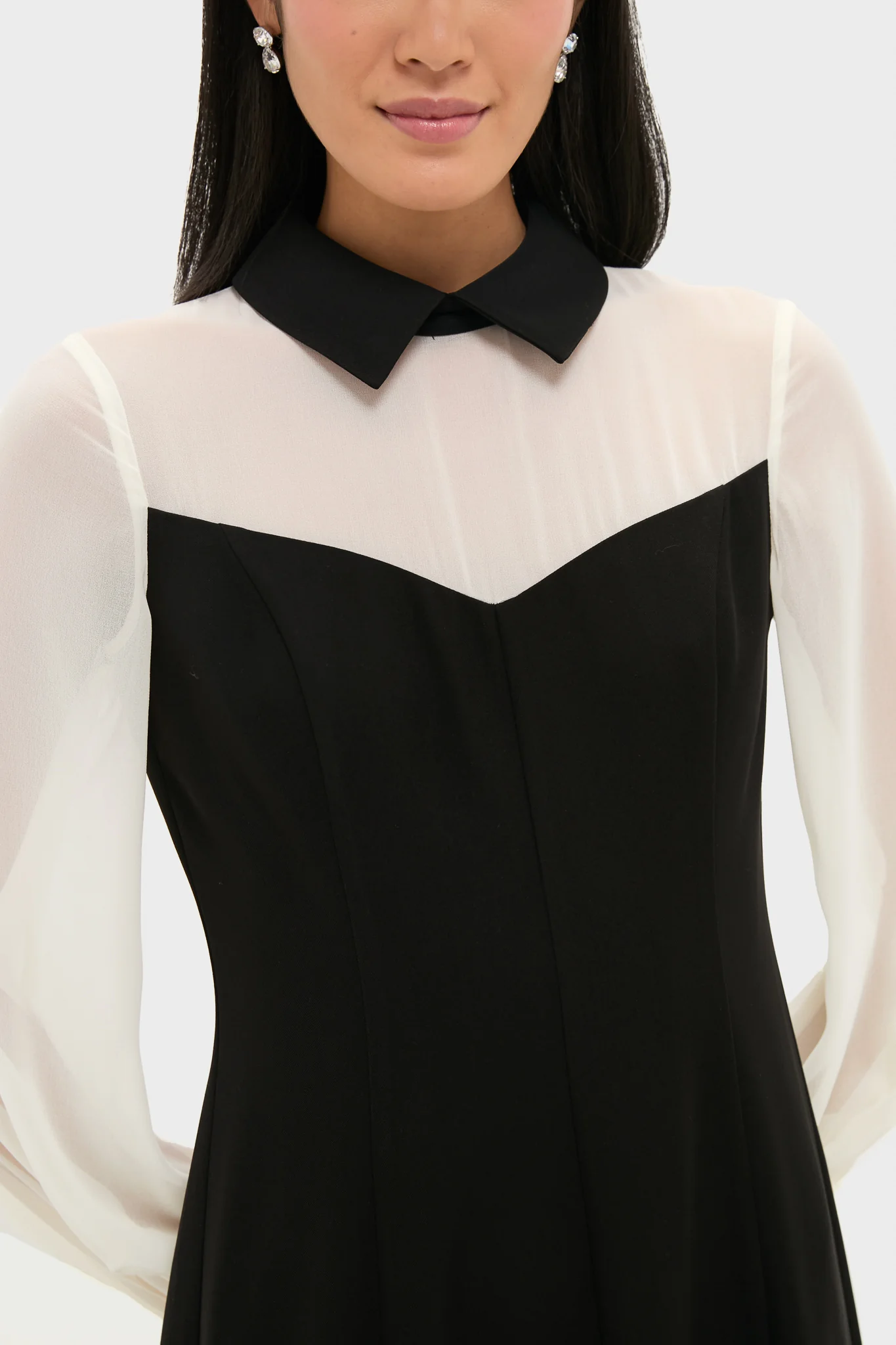 Black and Ivory Riva Tuxedo Dress - Image 5