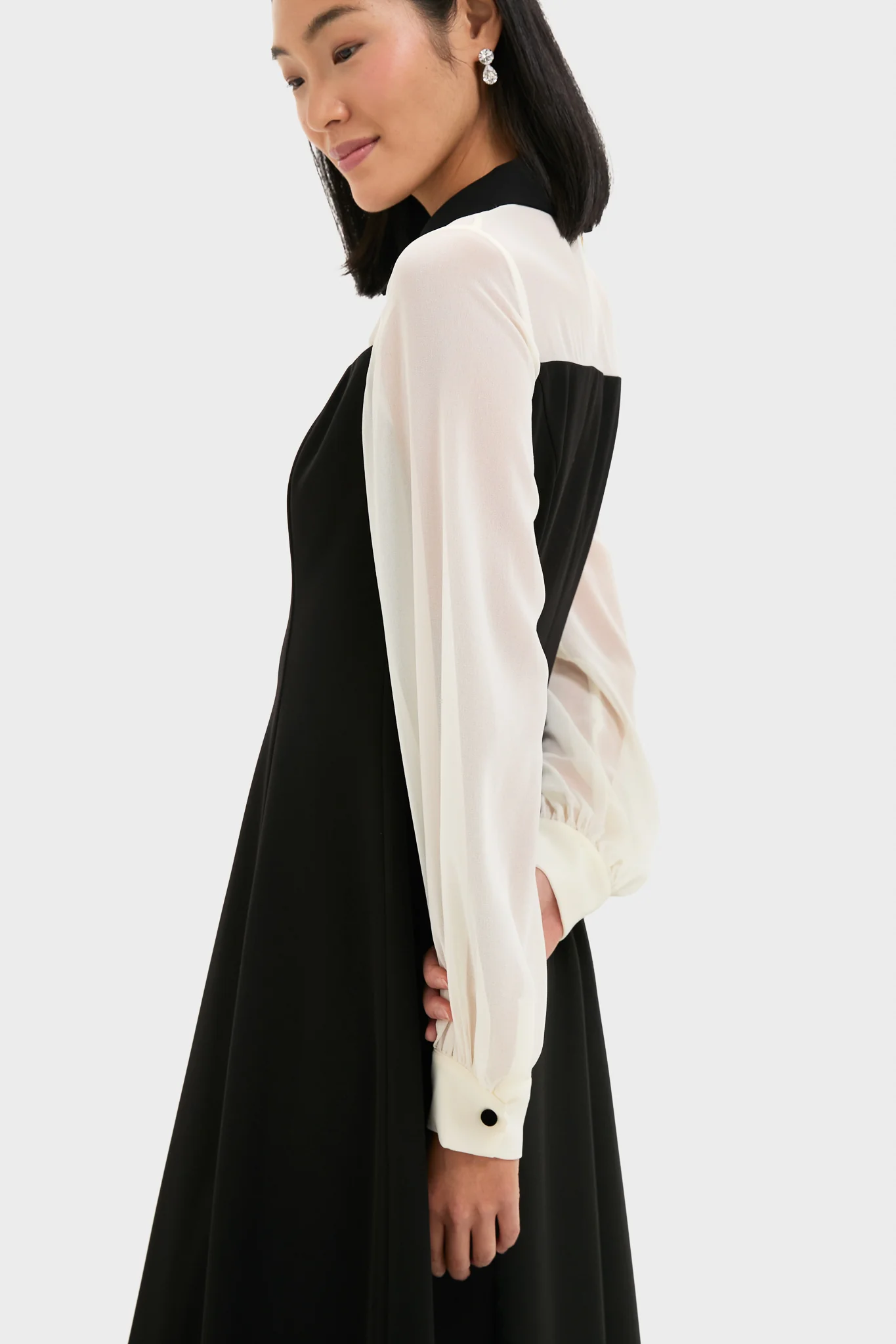 Black and Ivory Riva Tuxedo Dress - Image 6