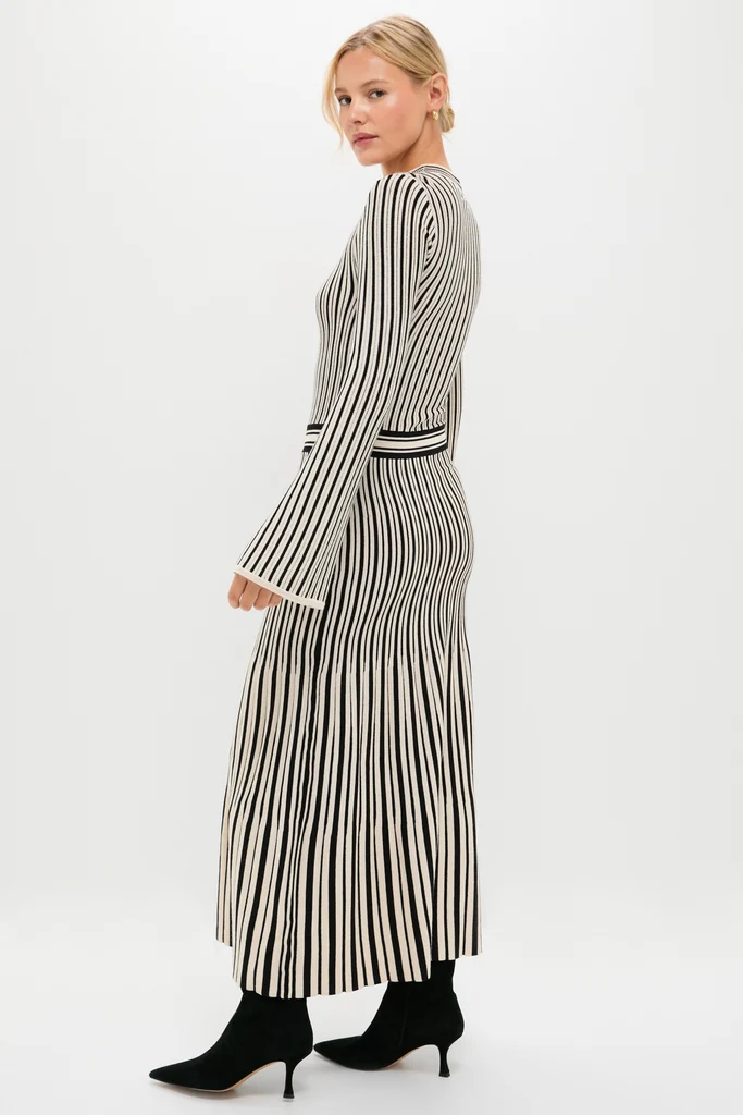 Black and Ivory Striped Maxi Dress - Image 3