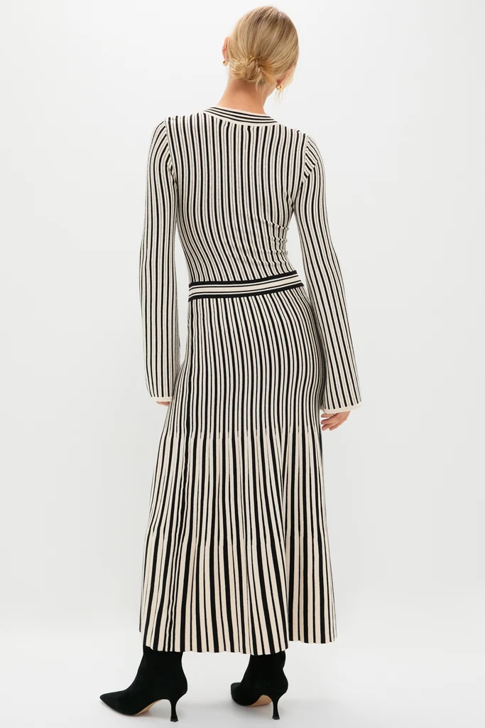 Black and Ivory Striped Maxi Dress - Image 4