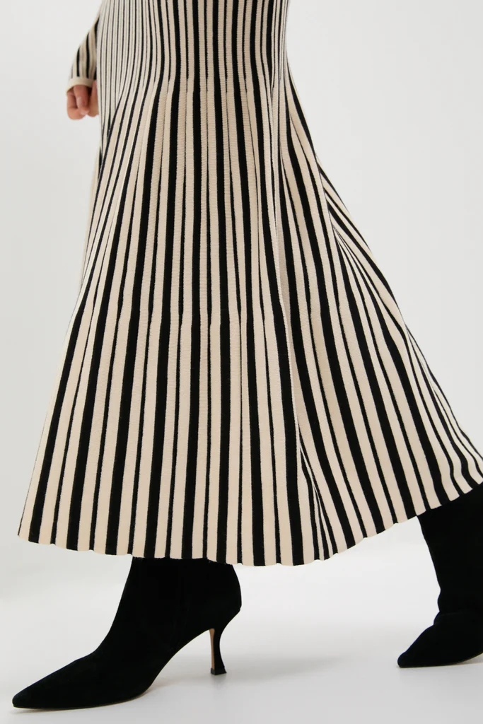 Black and Ivory Striped Maxi Dress - Image 6