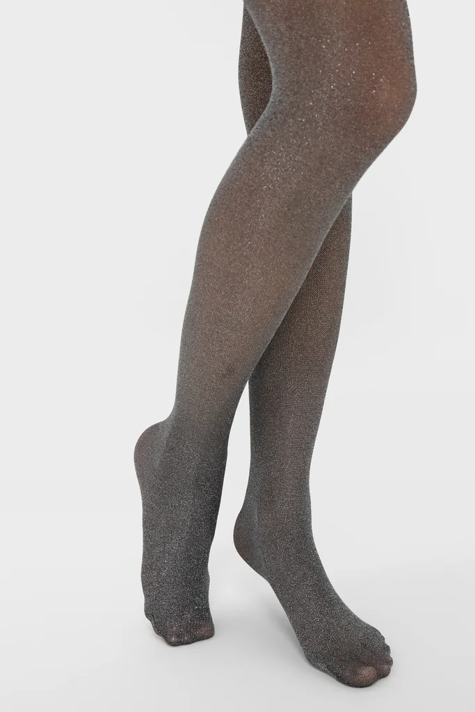 Black and Silver Glitter Tights - Image 2