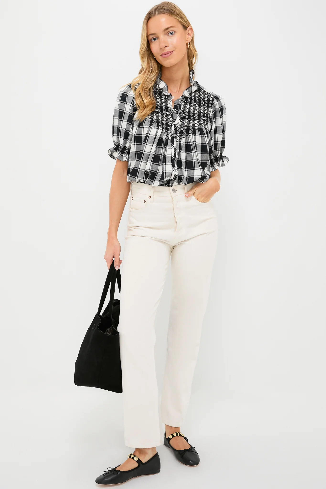 Black and White Arena Flannel Milvia Blouse - Image 2