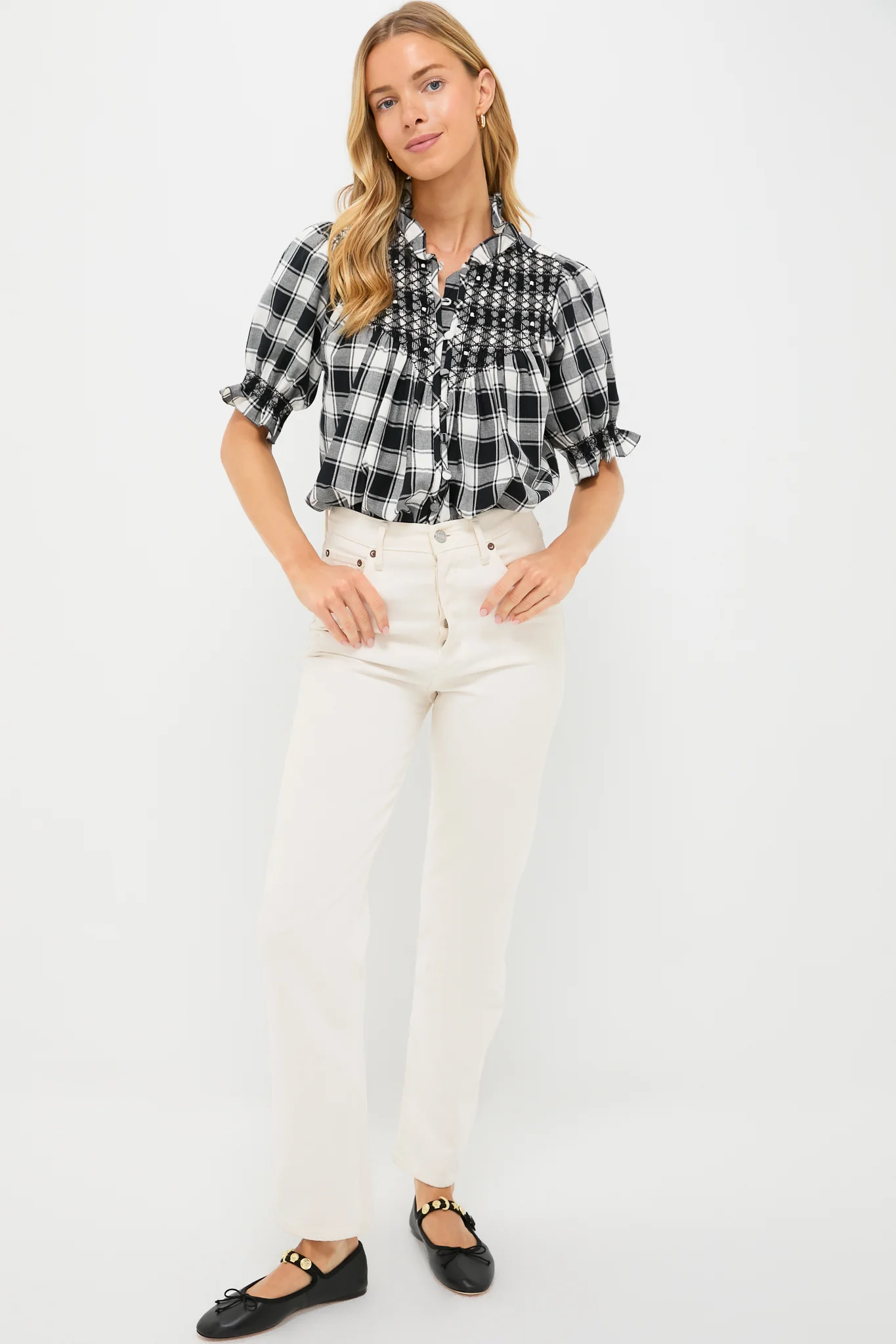 Black and White Arena Flannel Milvia Blouse - Image 6