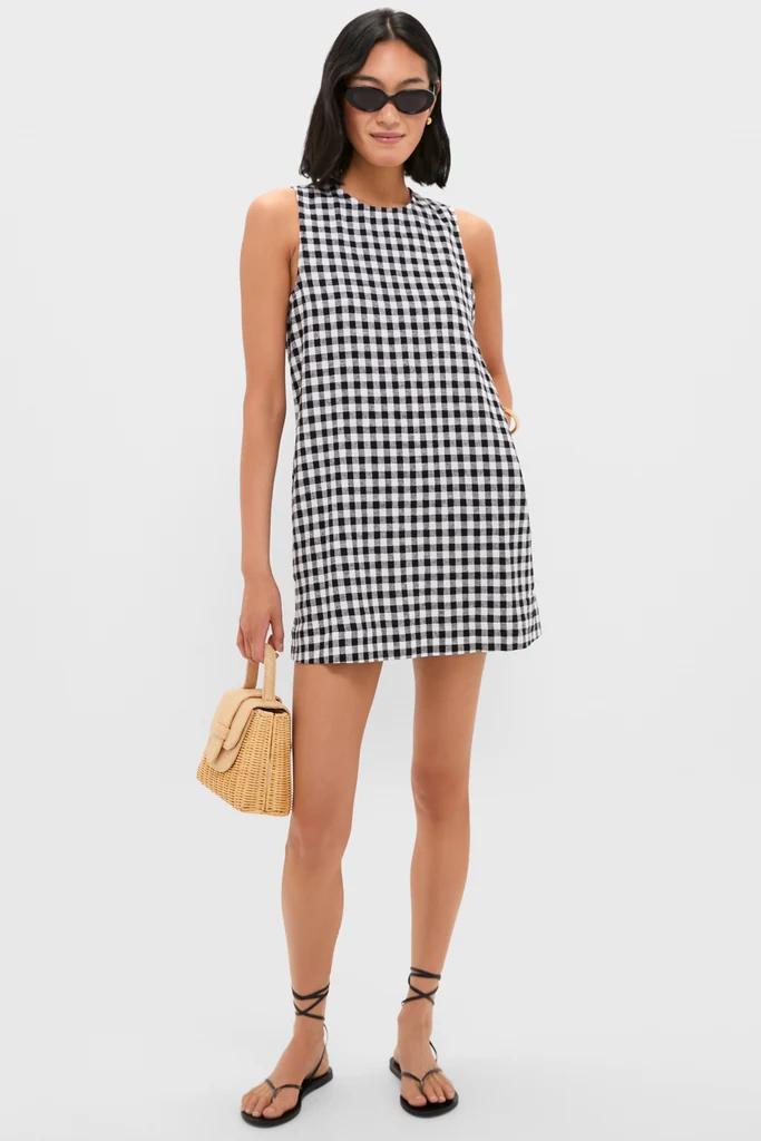 Black and White Gingham Mini Dress - Image 2