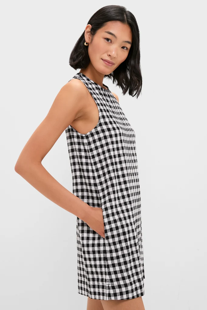 Black and White Gingham Mini Dress - Image 3