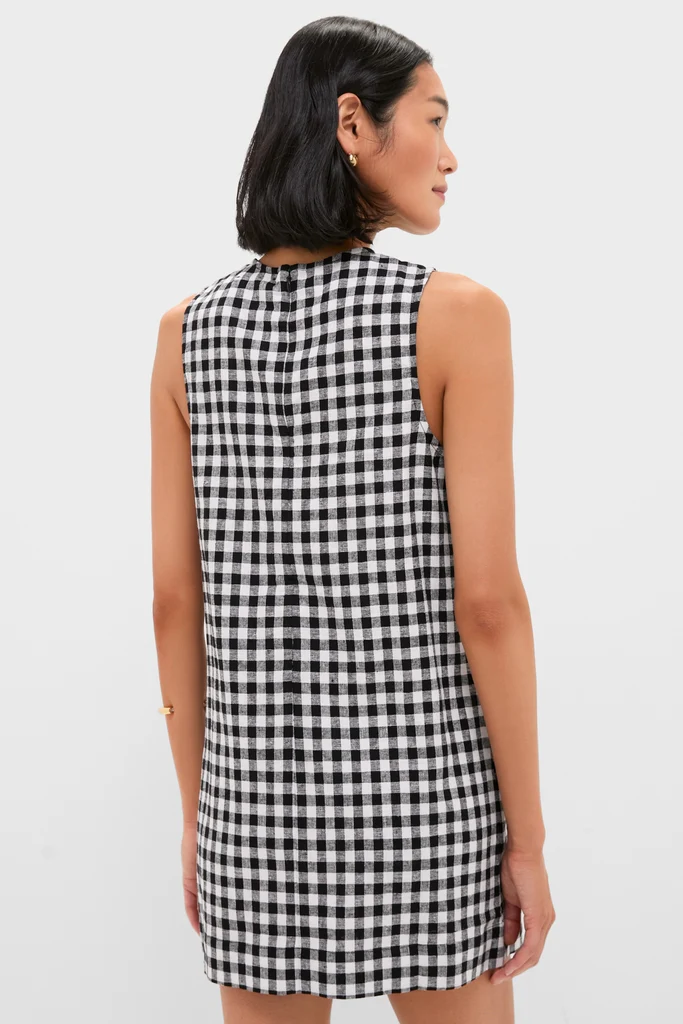 Black and White Gingham Mini Dress - Image 4