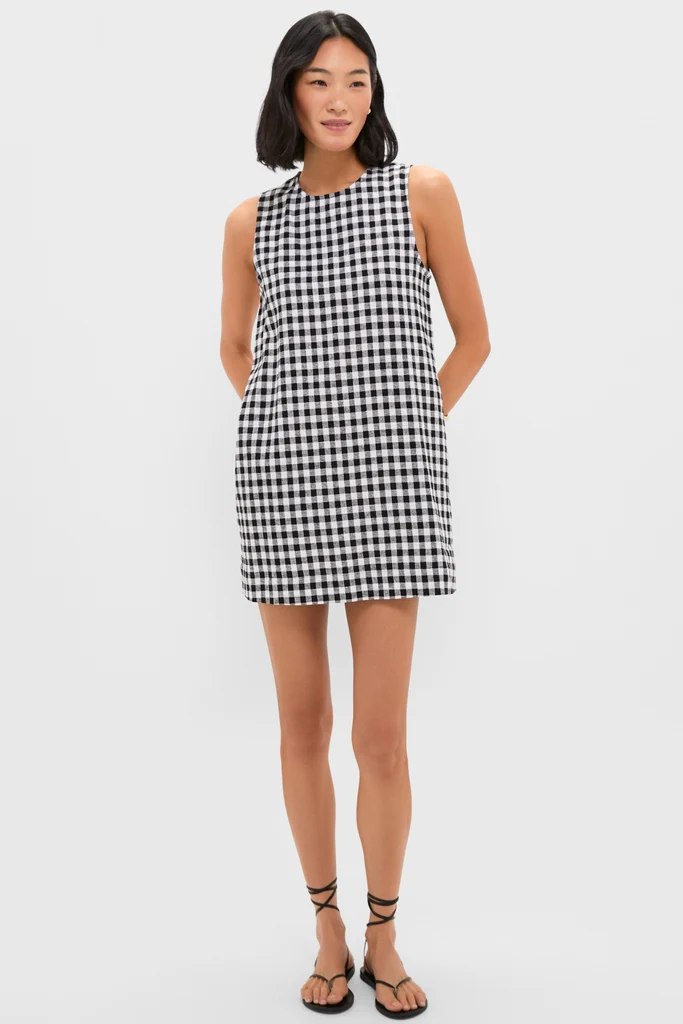 Black and White Gingham Mini Dress - Image 6