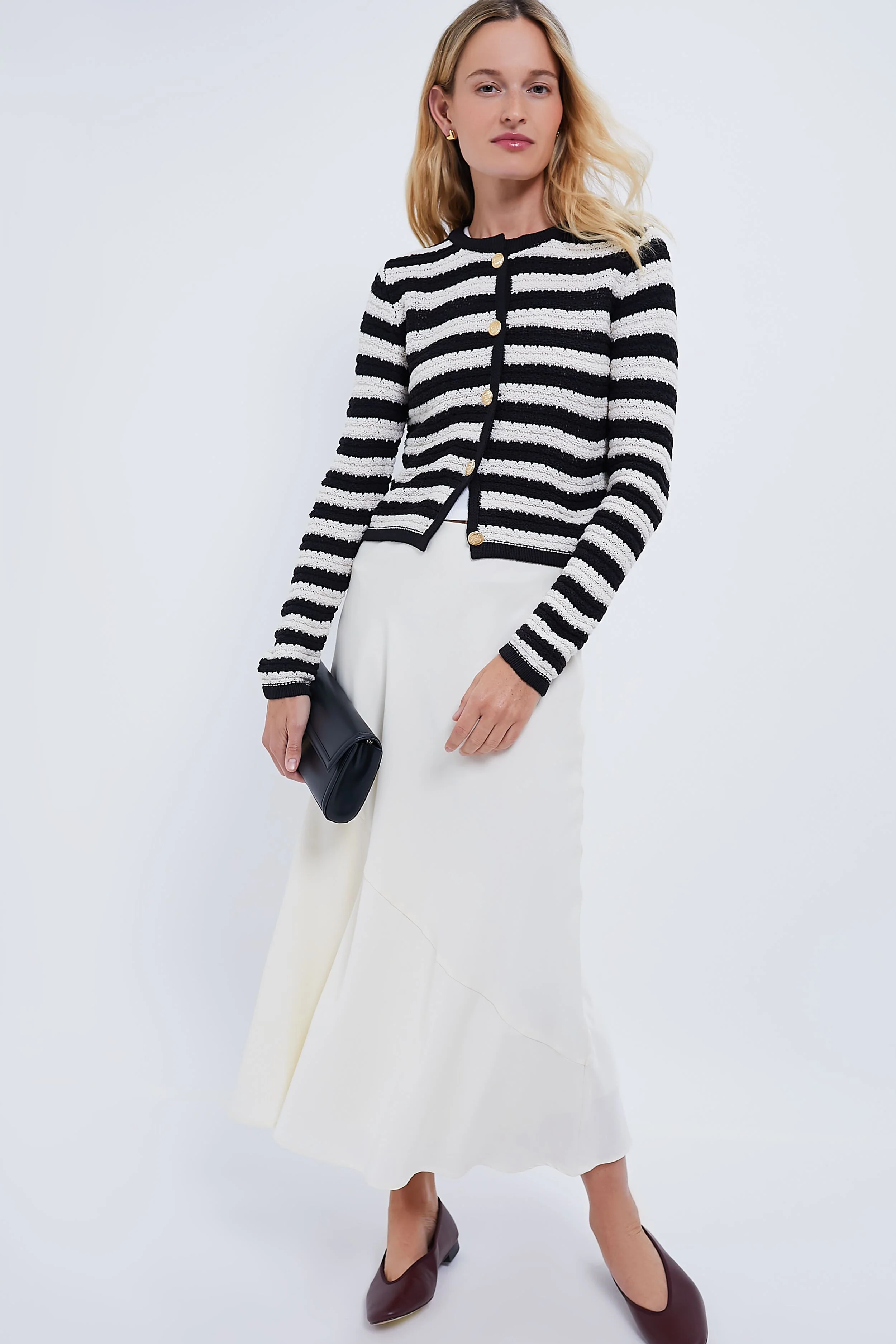 Black and White Striped Cardigan - Image 2