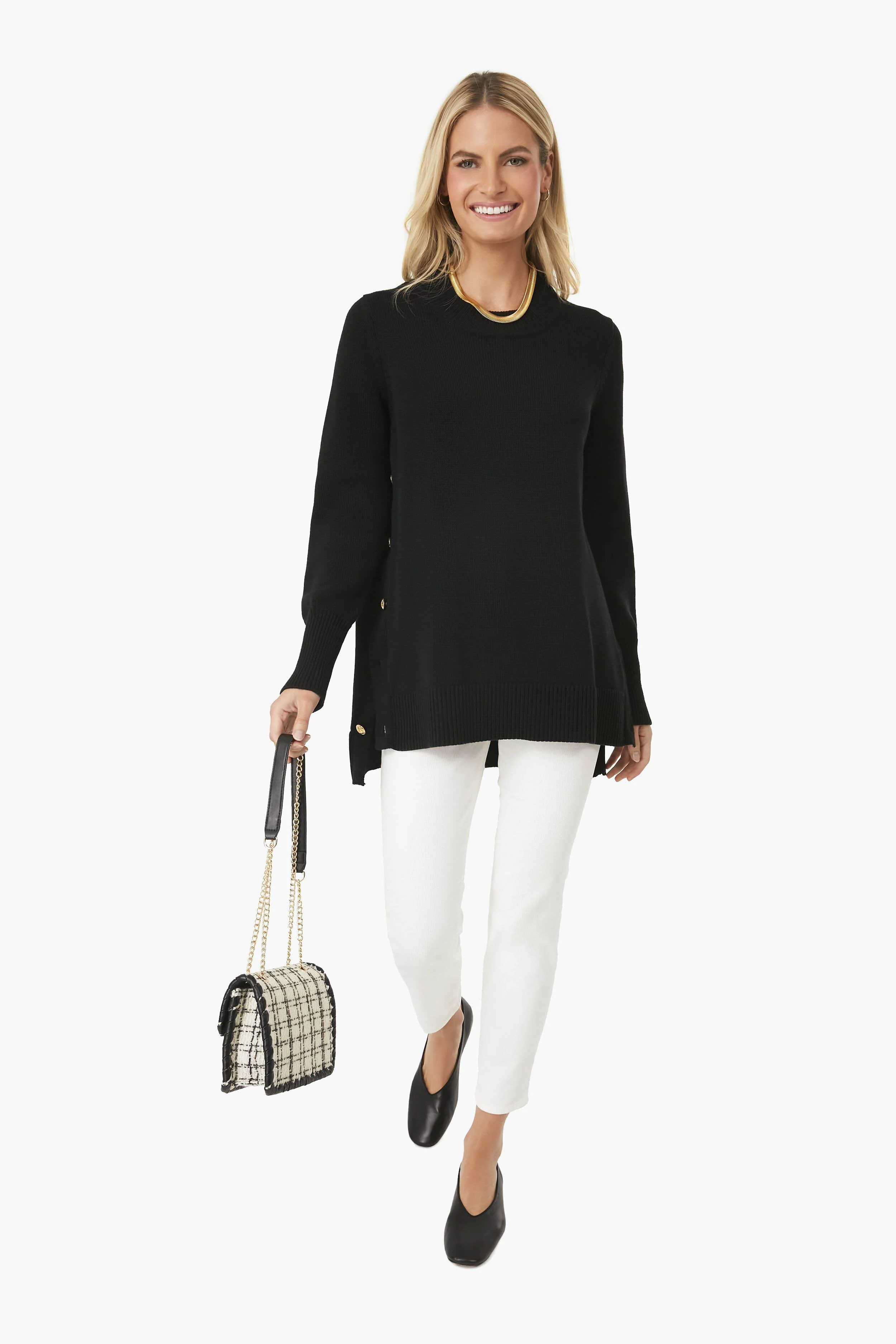 Black and White Tweed Marjorie Bag - Image 3