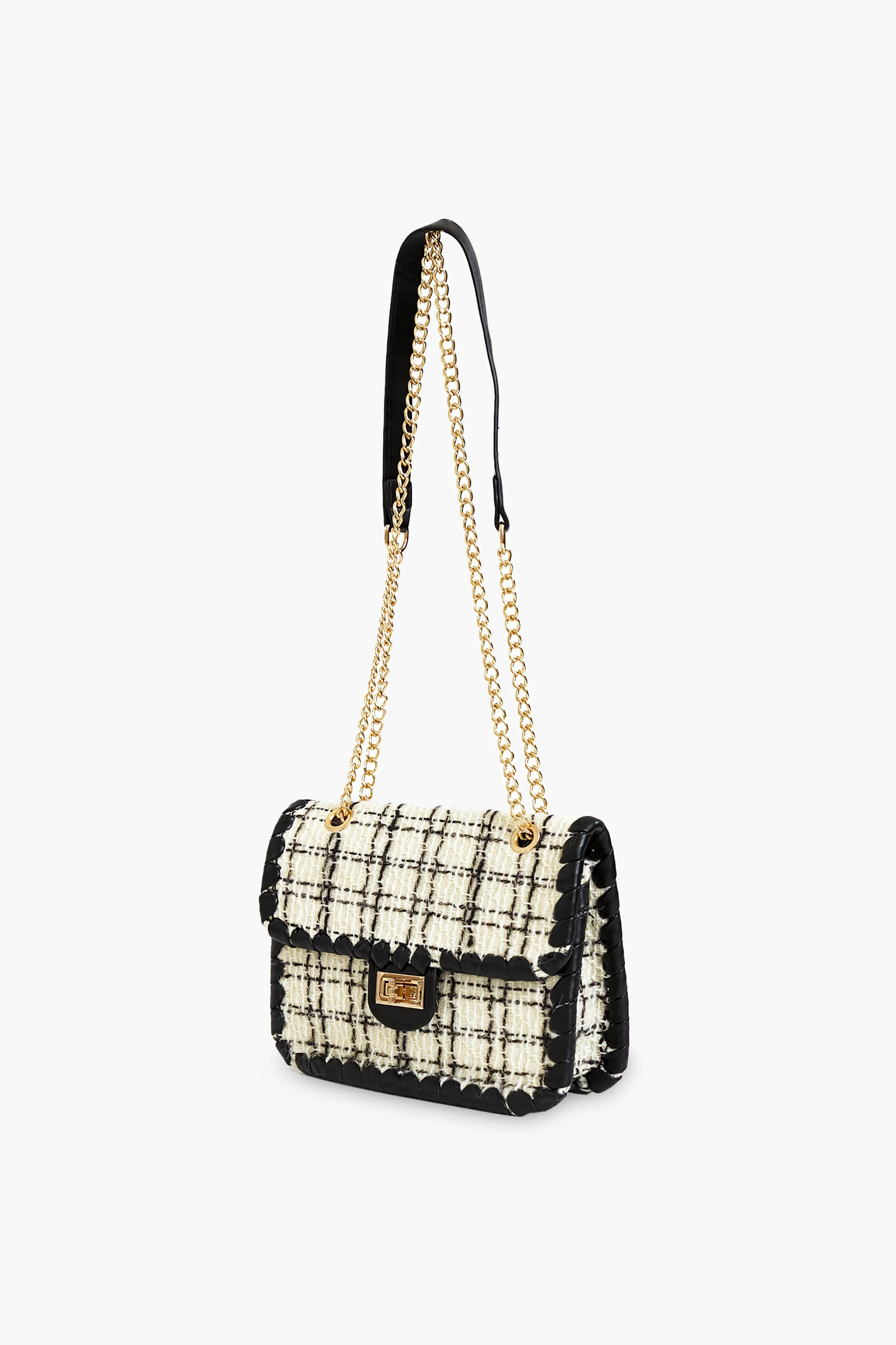 Black and White Tweed Marjorie Bag - Image 4