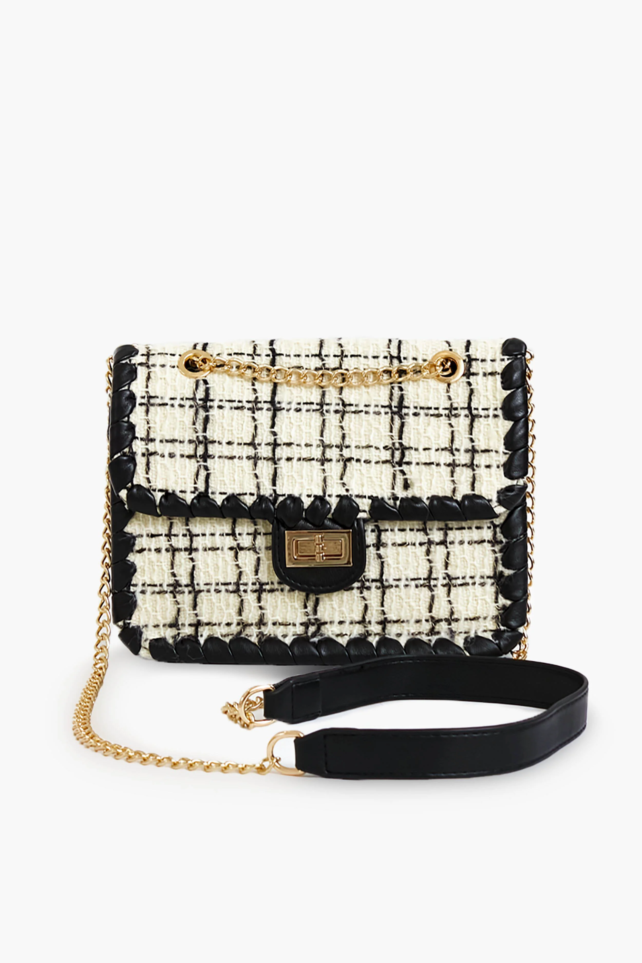 Black and White Tweed Marjorie Bag - Image 5