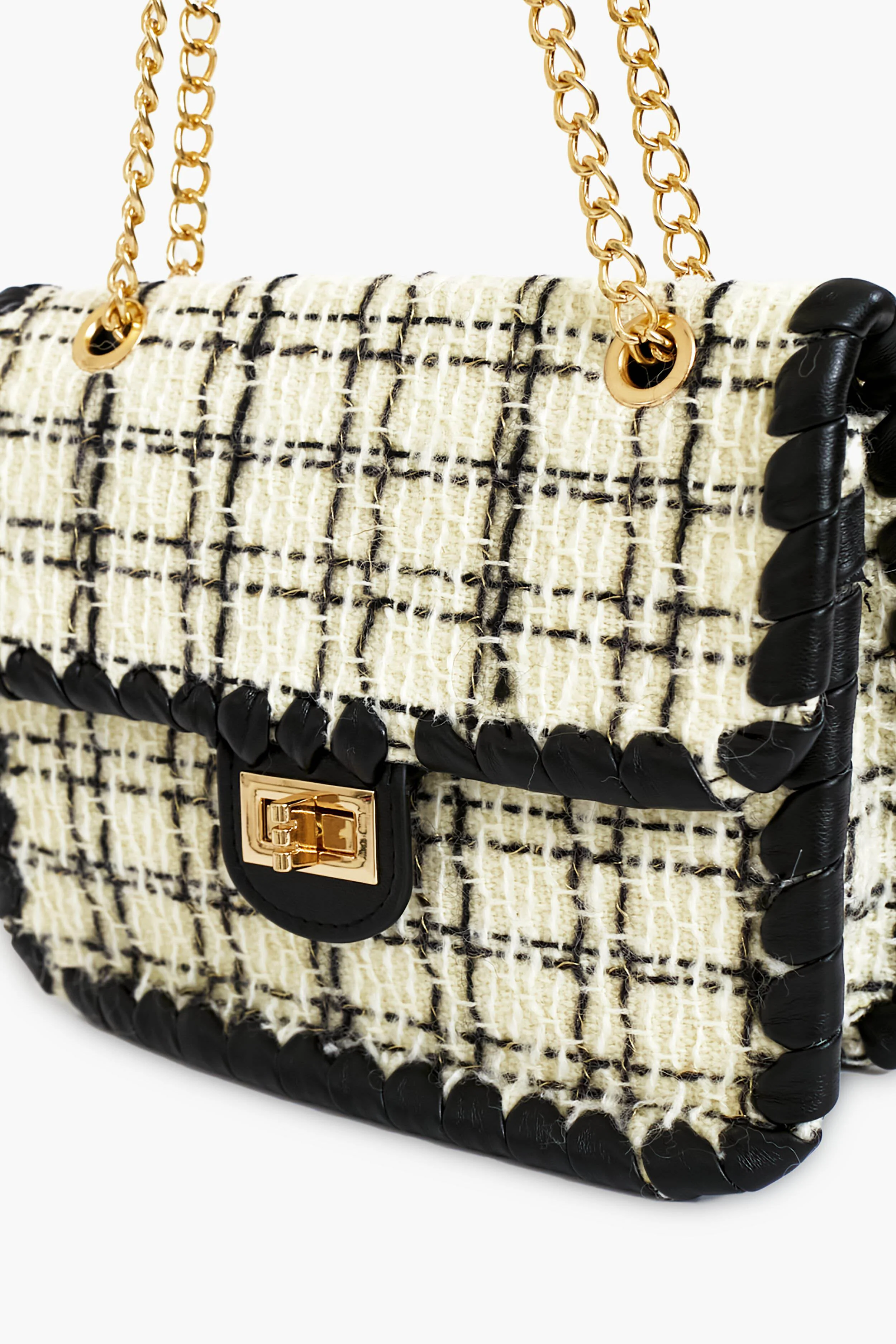 Black and White Tweed Marjorie Bag - Image 7
