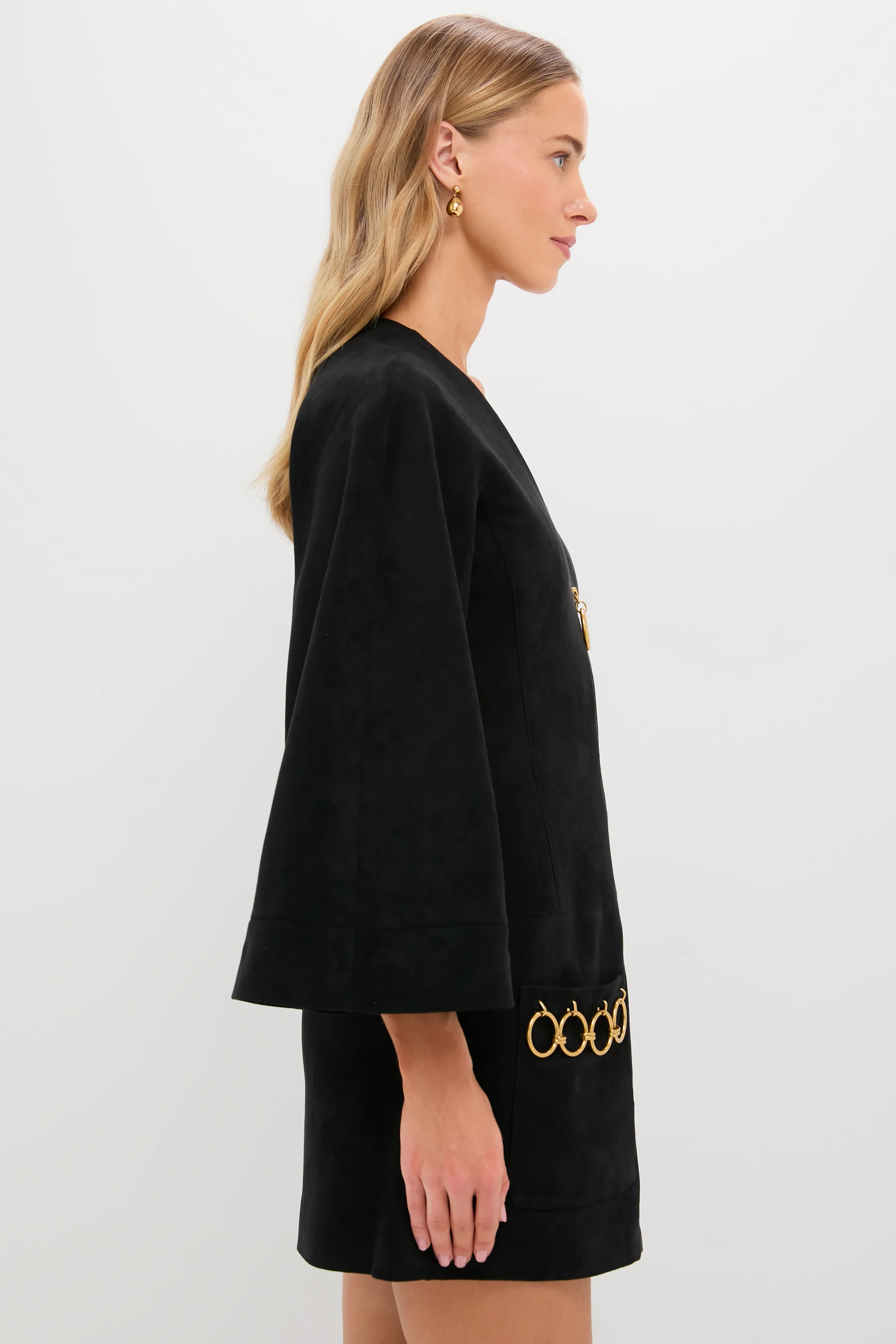 Black Anesa Suede Zip-Front Mini Dress - Image 3