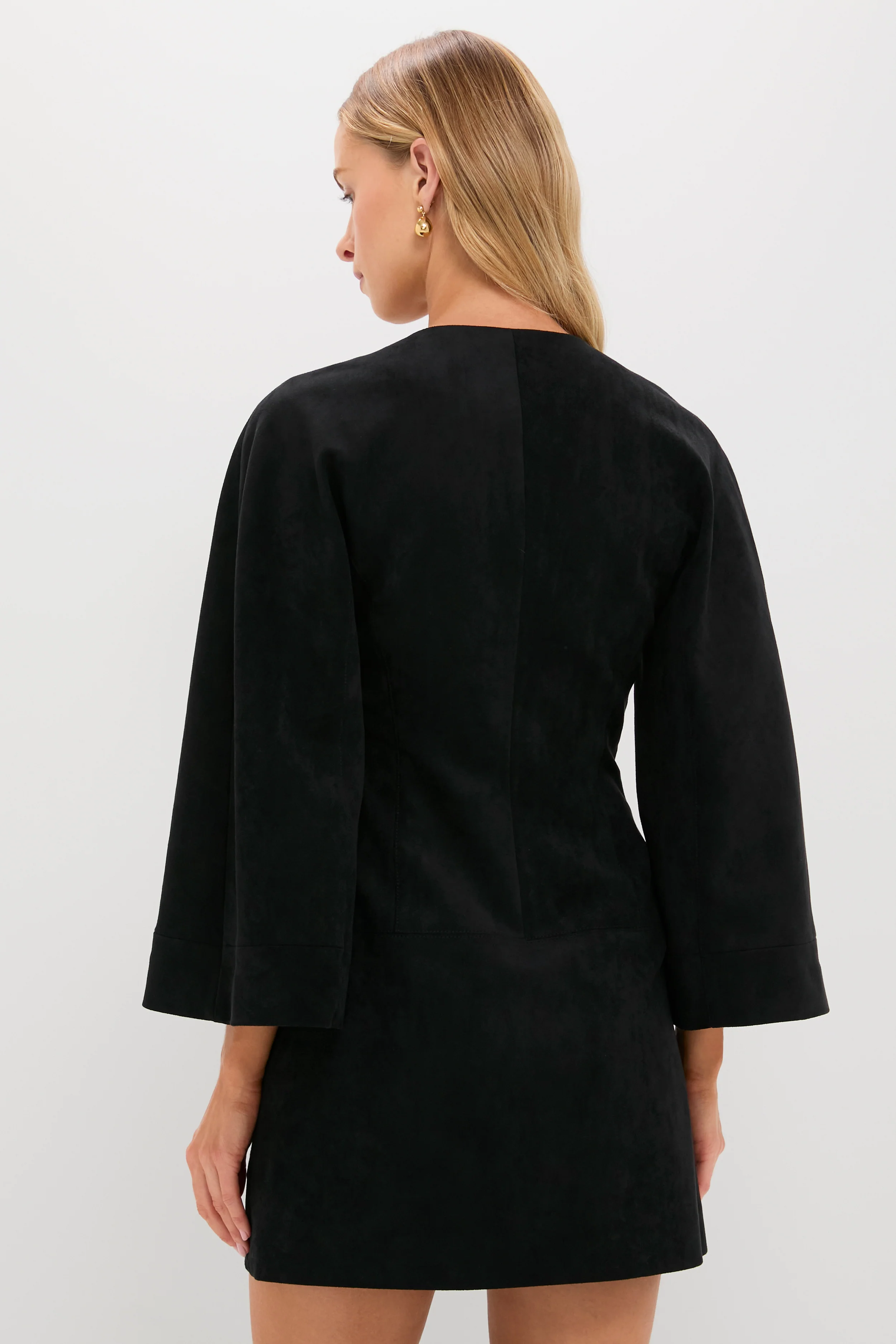 Black Anesa Suede Zip-Front Mini Dress - Image 4