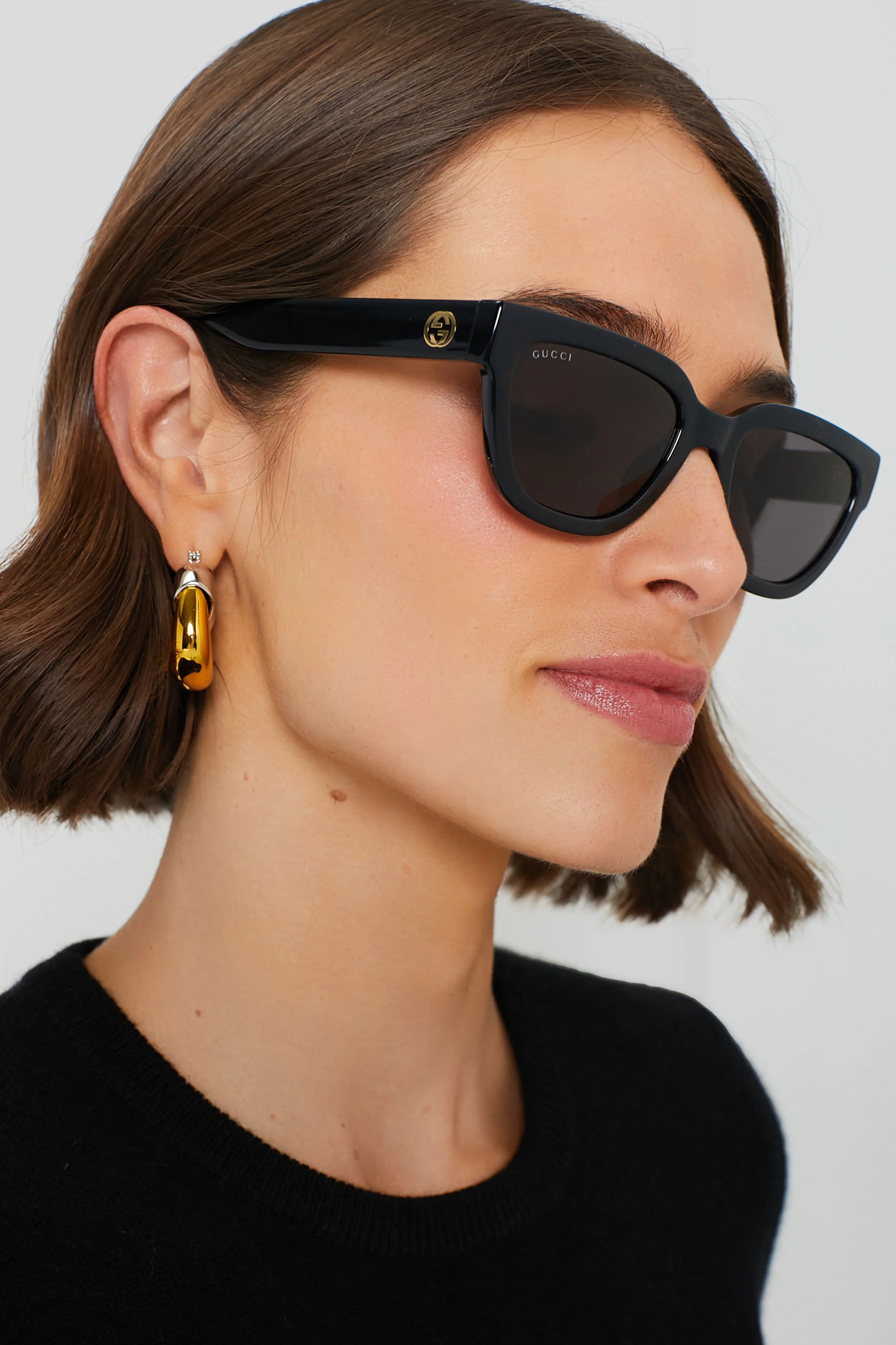Black Angular Square Sunglasses - Image 2