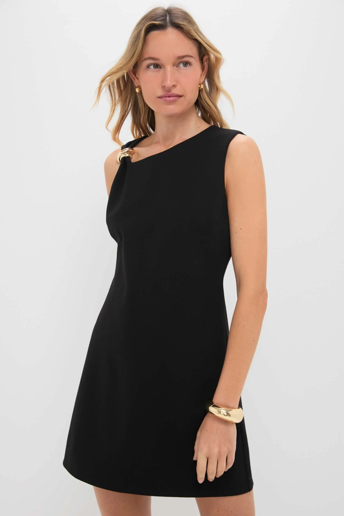 Black Asymmetrical Angelique Mini Dress - Image 3