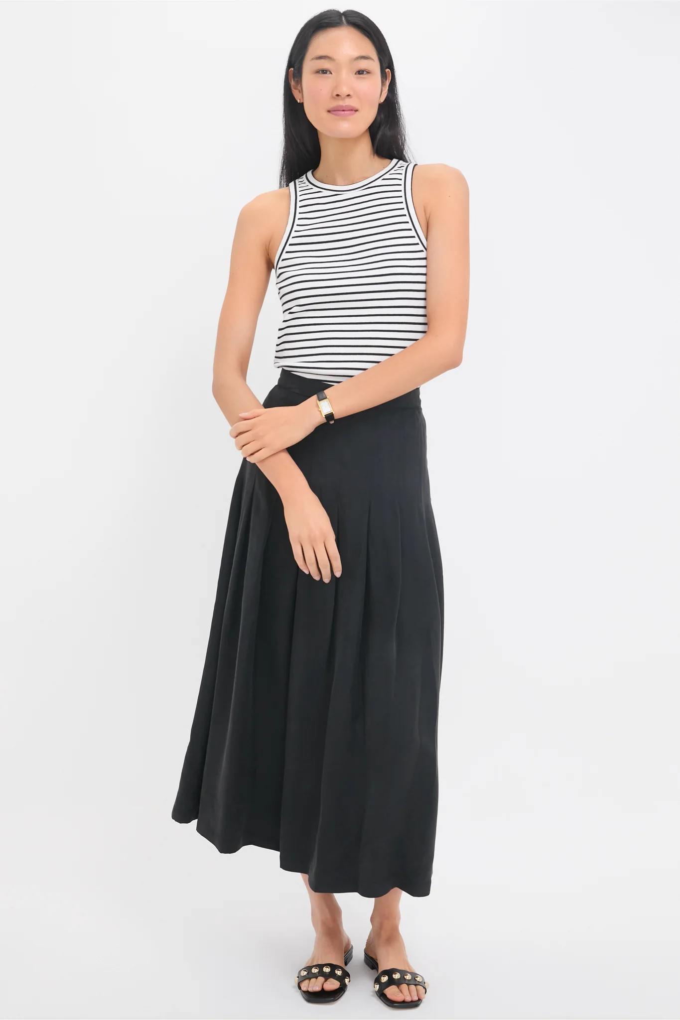 Black Atelier Pleated Maxi Skirt - Image 5