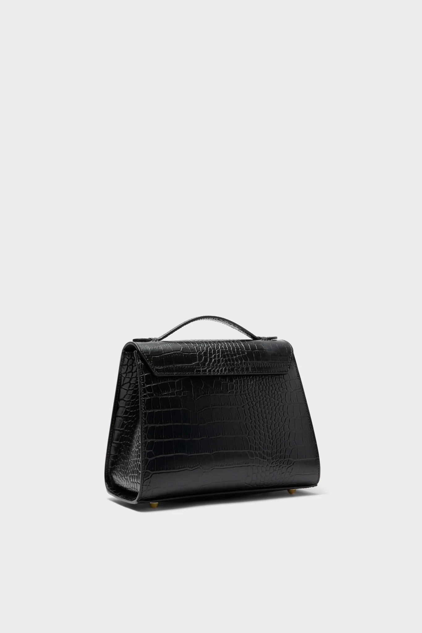 Black Bombo Croco Top Handle Satchel Bag - Image 5