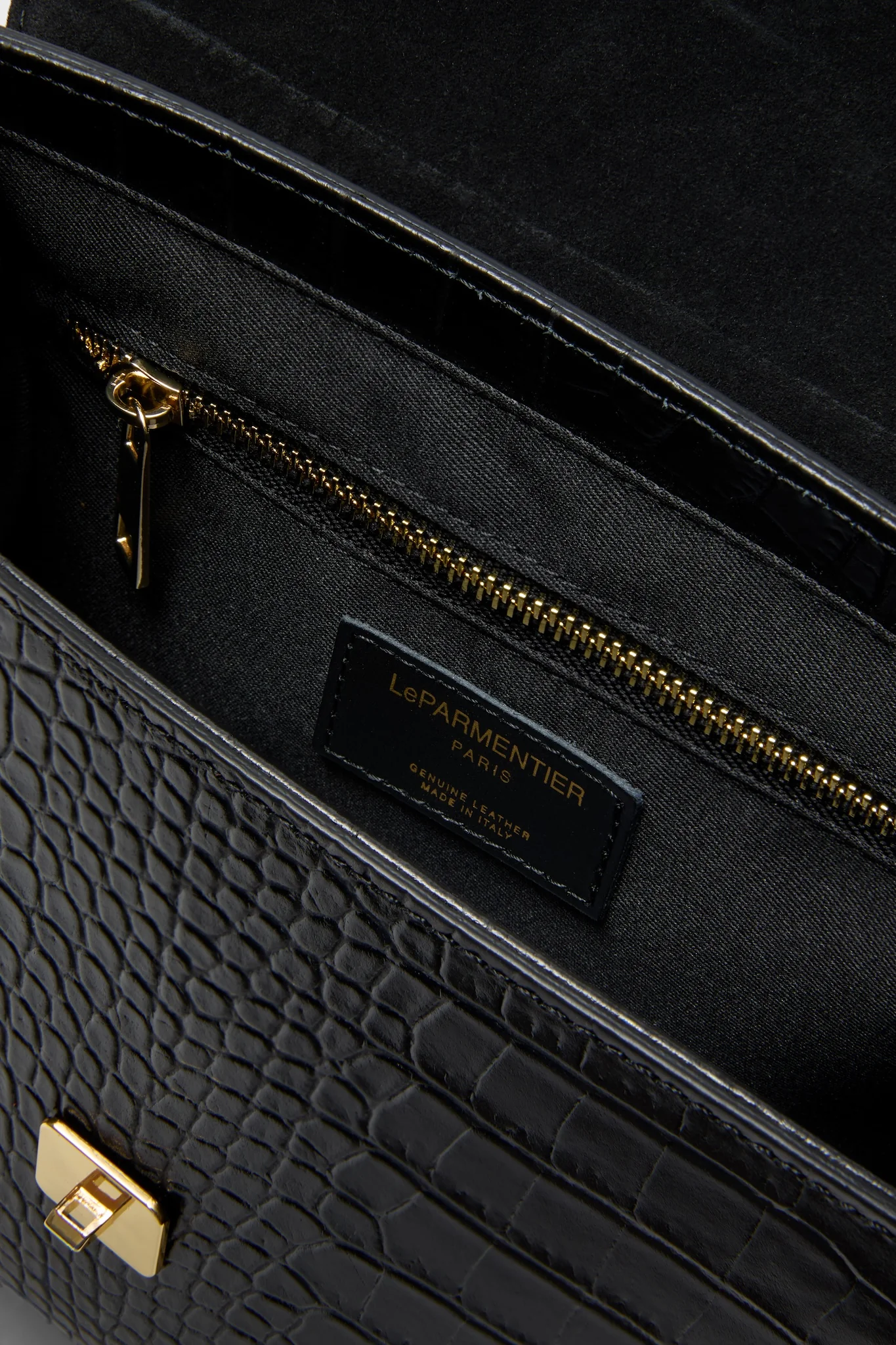 Black Bombo Croco Top Handle Satchel Bag - Image 6