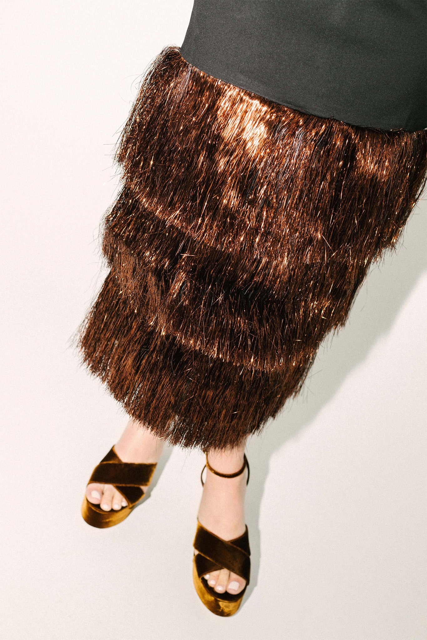 Black & Bronze Metallic Fringe Francie Short Sleeve Maxi Dress - Image 3
