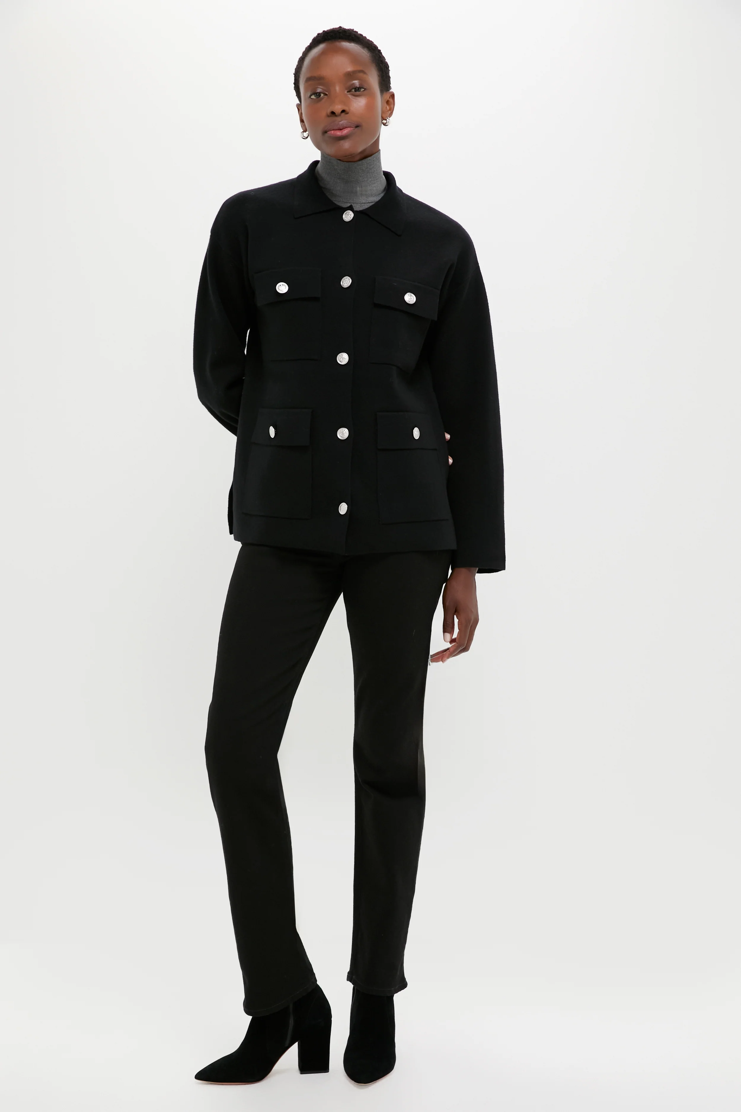 Black Cambridge Sweater Jacket - Image 7