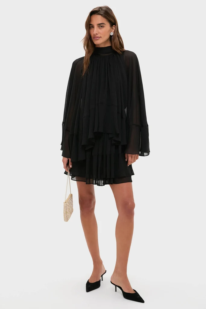 Black Cape Chiffon Mayfield Dress - Image 2