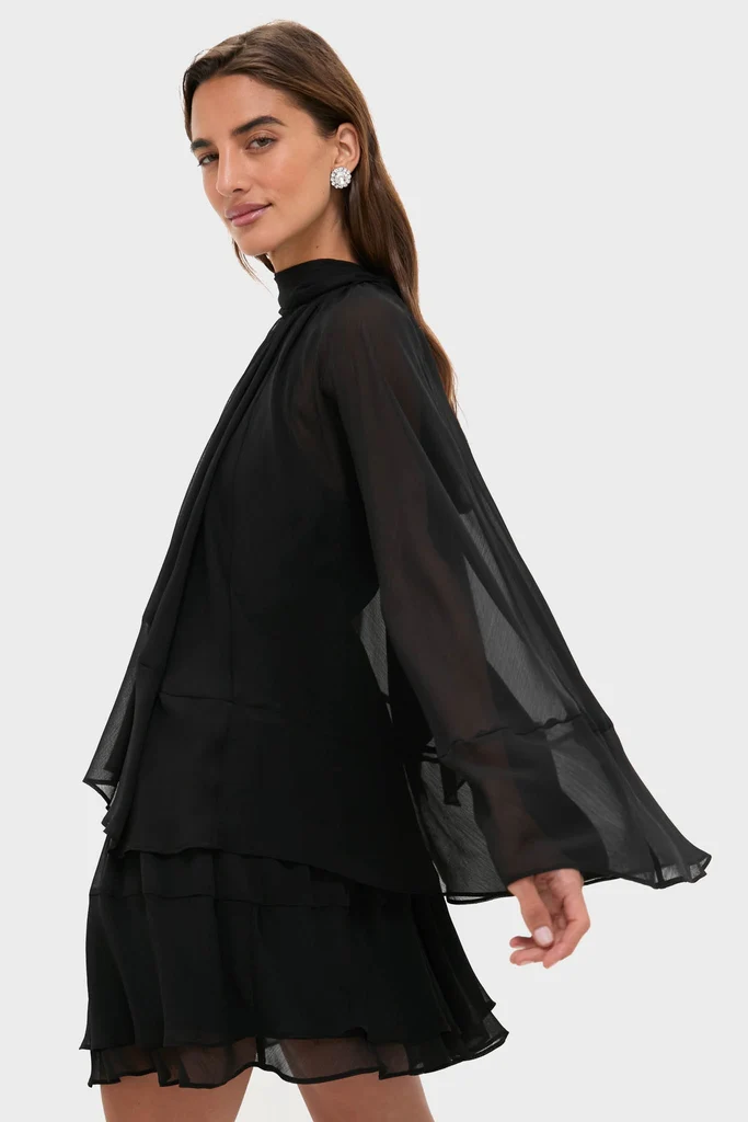 Black Cape Chiffon Mayfield Dress - Image 3
