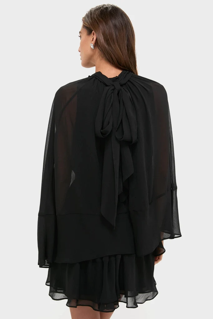 Black Cape Chiffon Mayfield Dress - Image 4