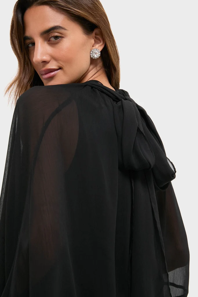 Black Cape Chiffon Mayfield Dress - Image 5