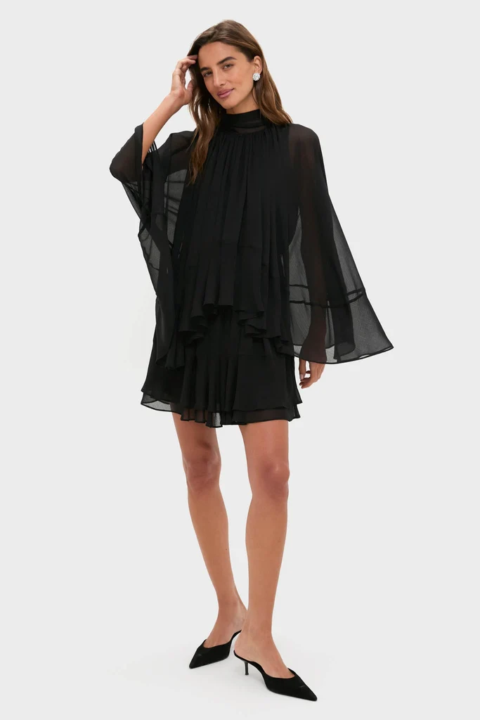 Black Cape Chiffon Mayfield Dress - Image 6