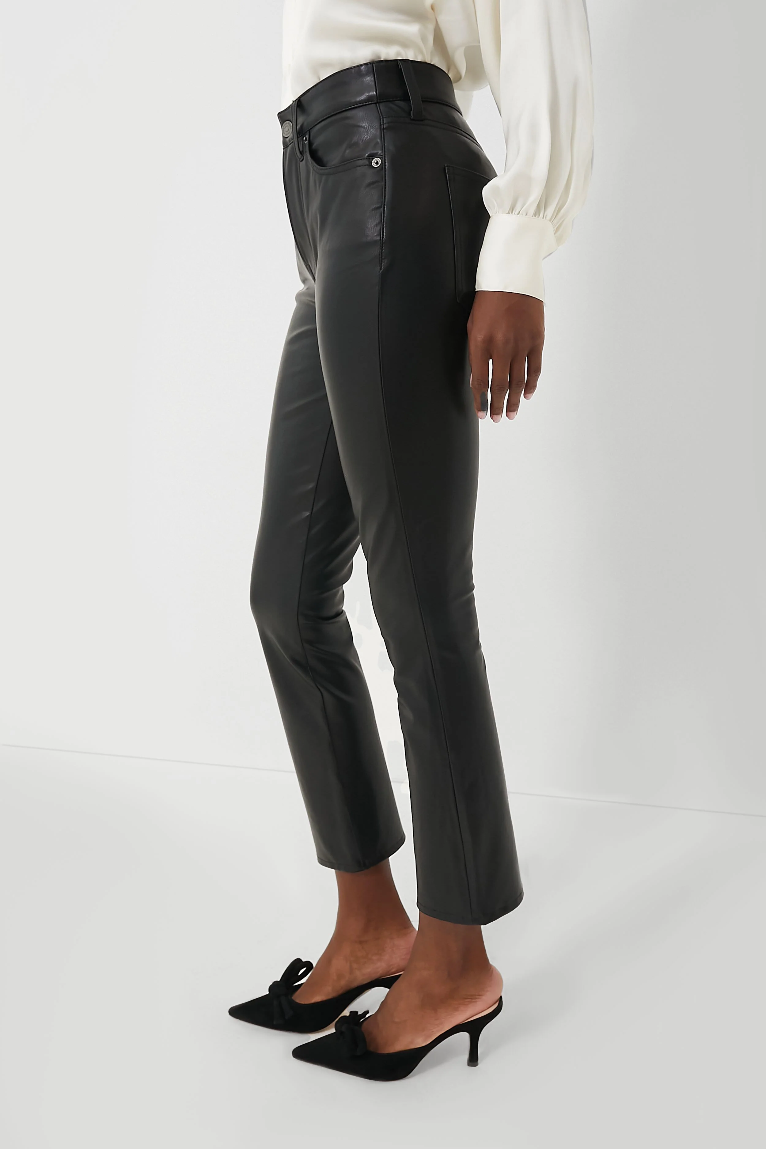 Black Carly Vegan Leather Kick Flare - Image 3