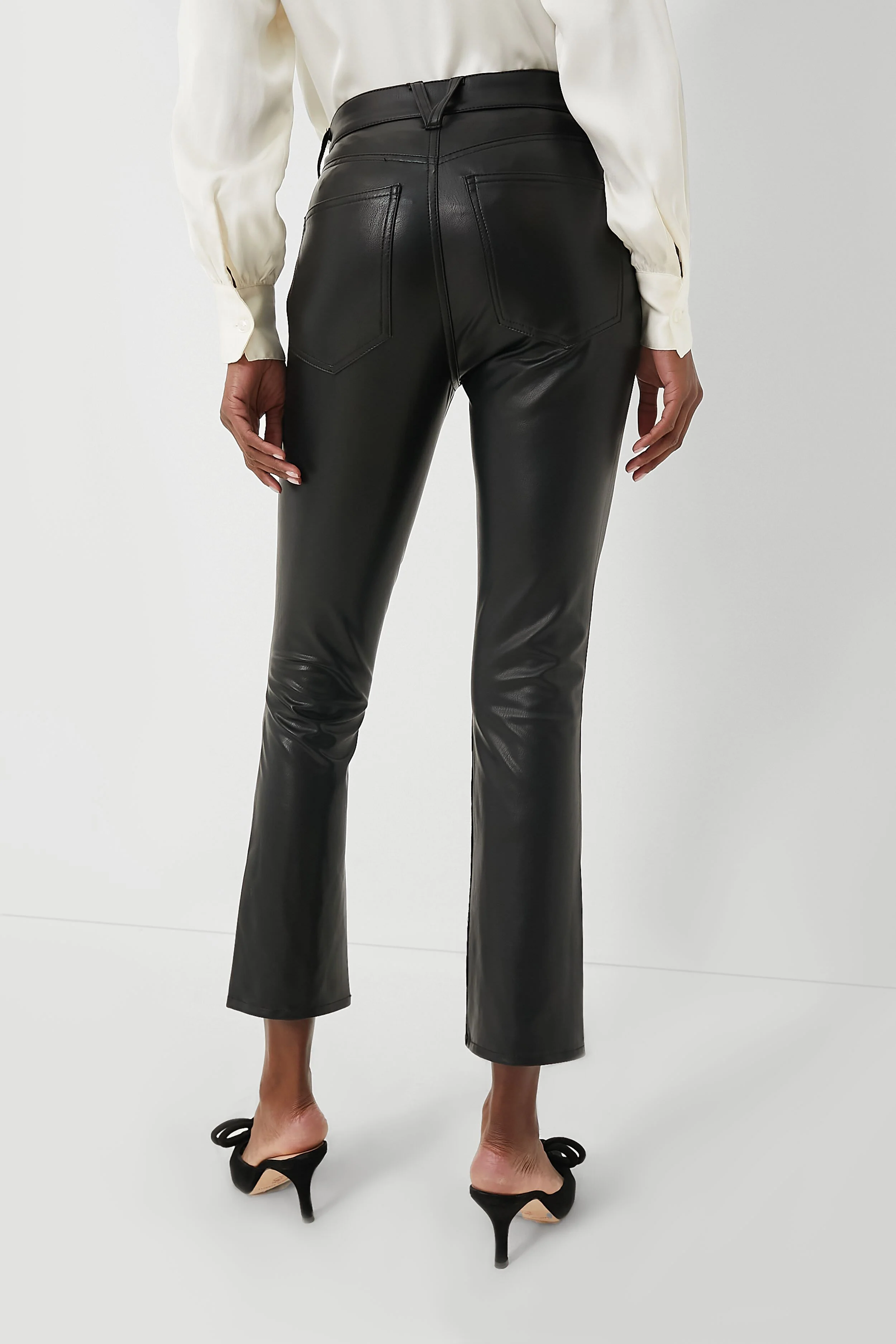 Black Carly Vegan Leather Kick Flare - Image 4