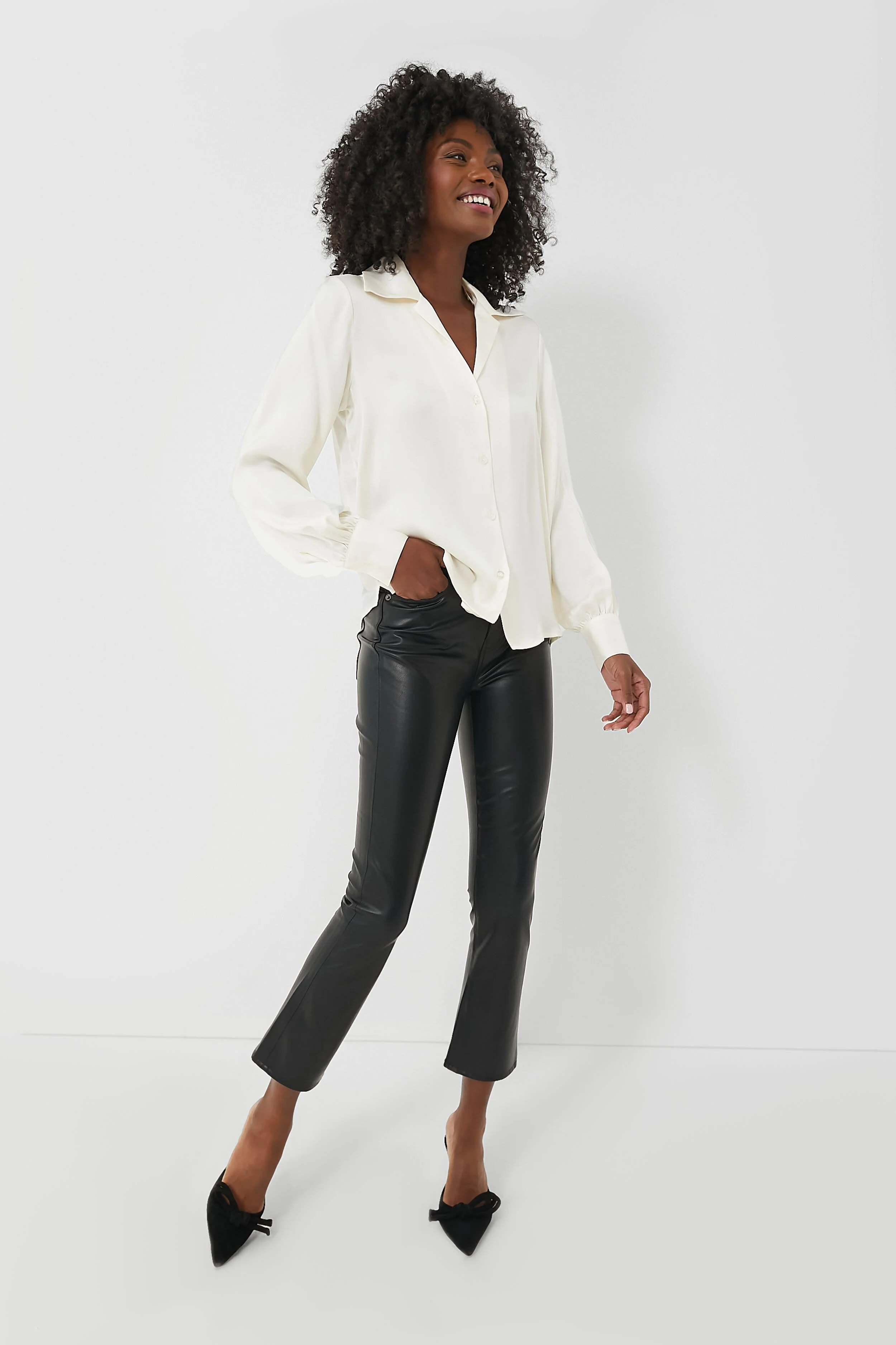 Black Carly Vegan Leather Kick Flare - Image 6