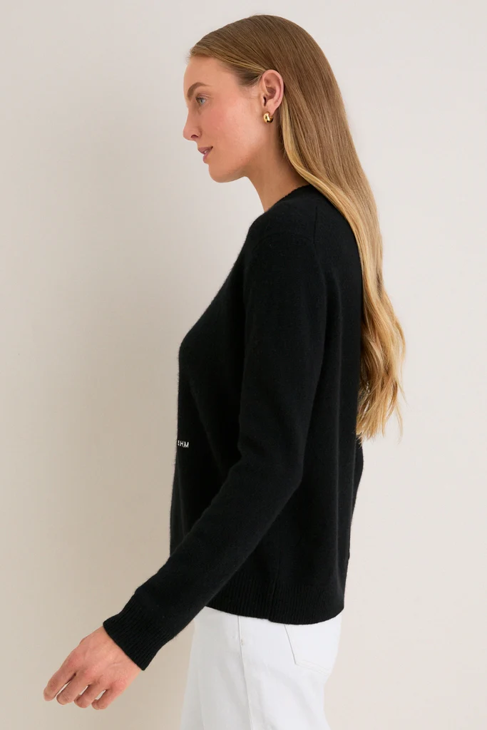 Black Cashmere Boyfriend Bodie Crewneck - Image 3